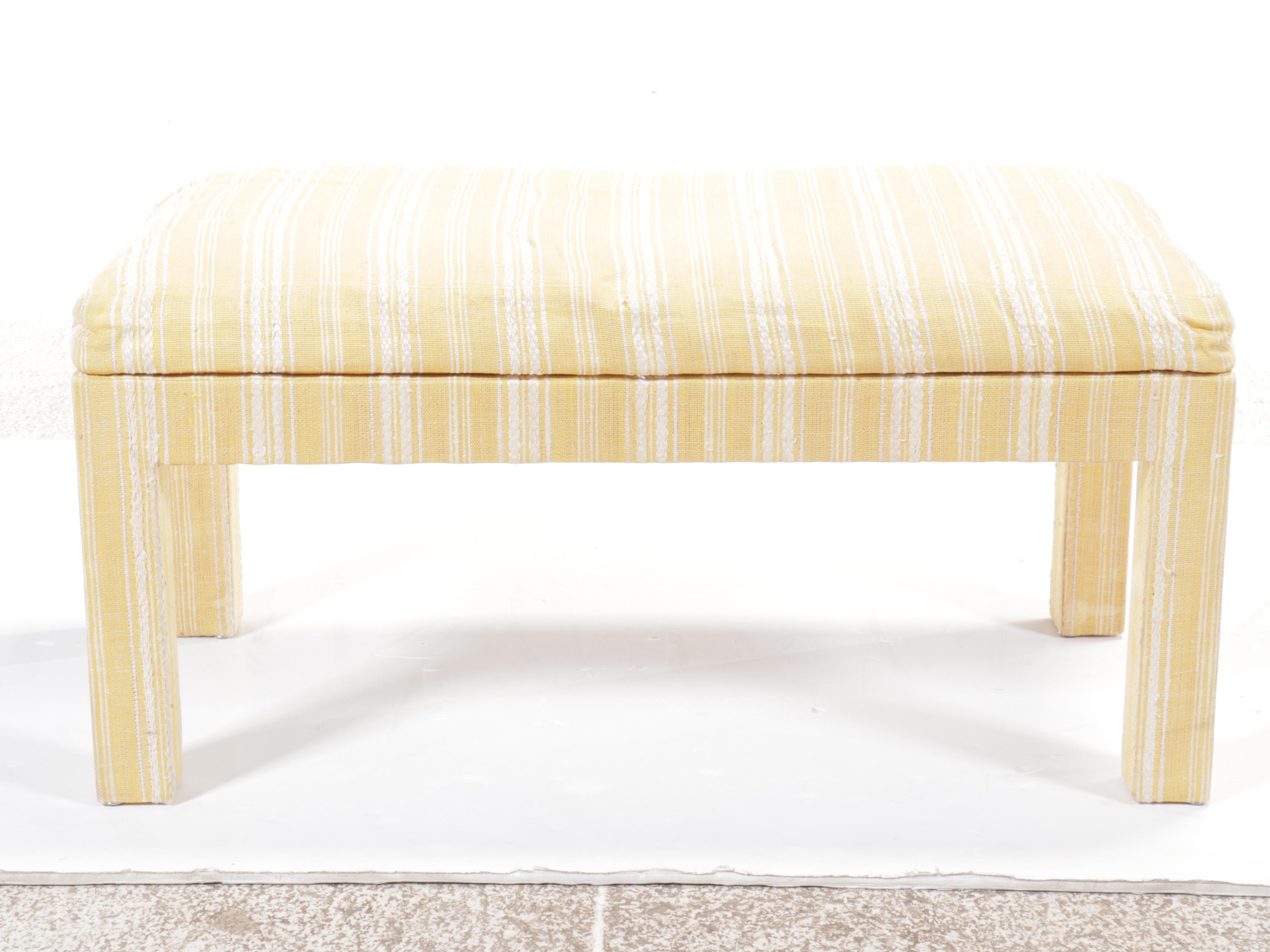 Yellow Striped Upholstered Bench