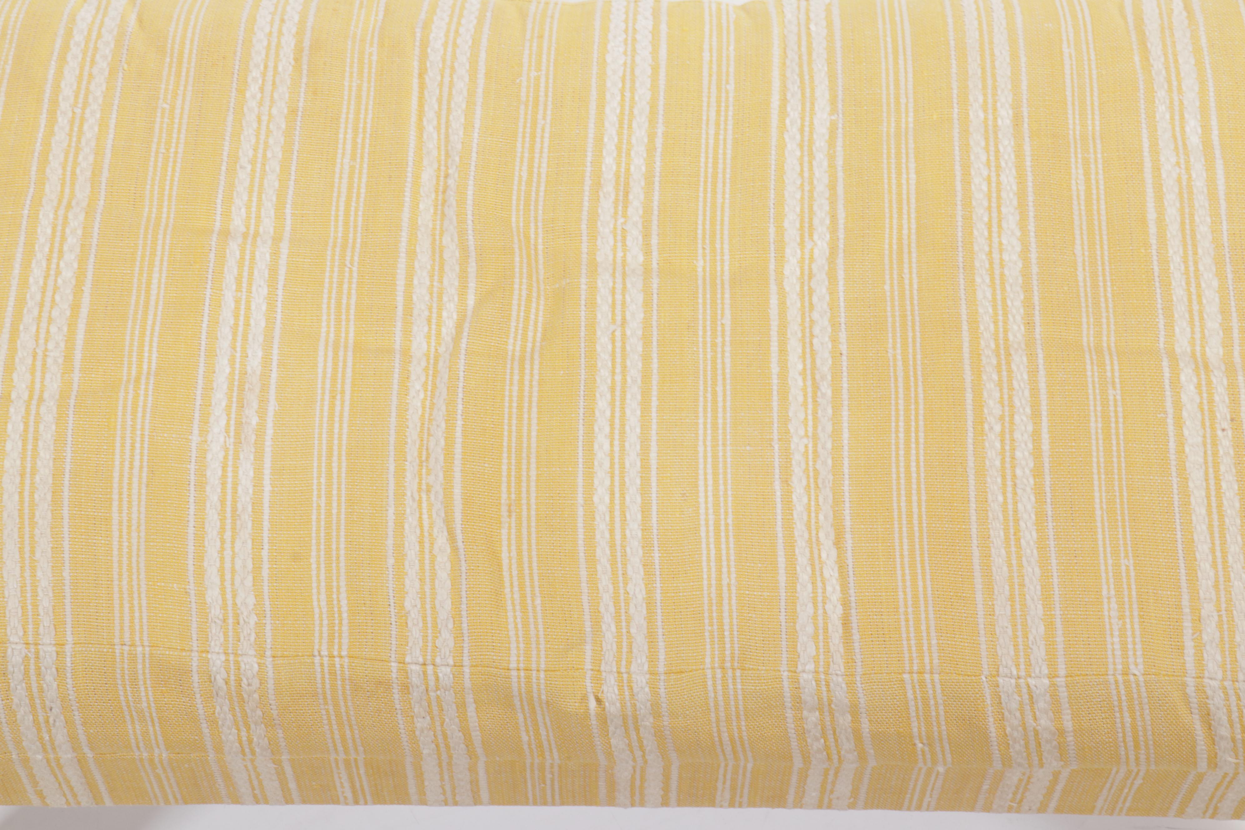 Yellow Striped Upholstered Bench