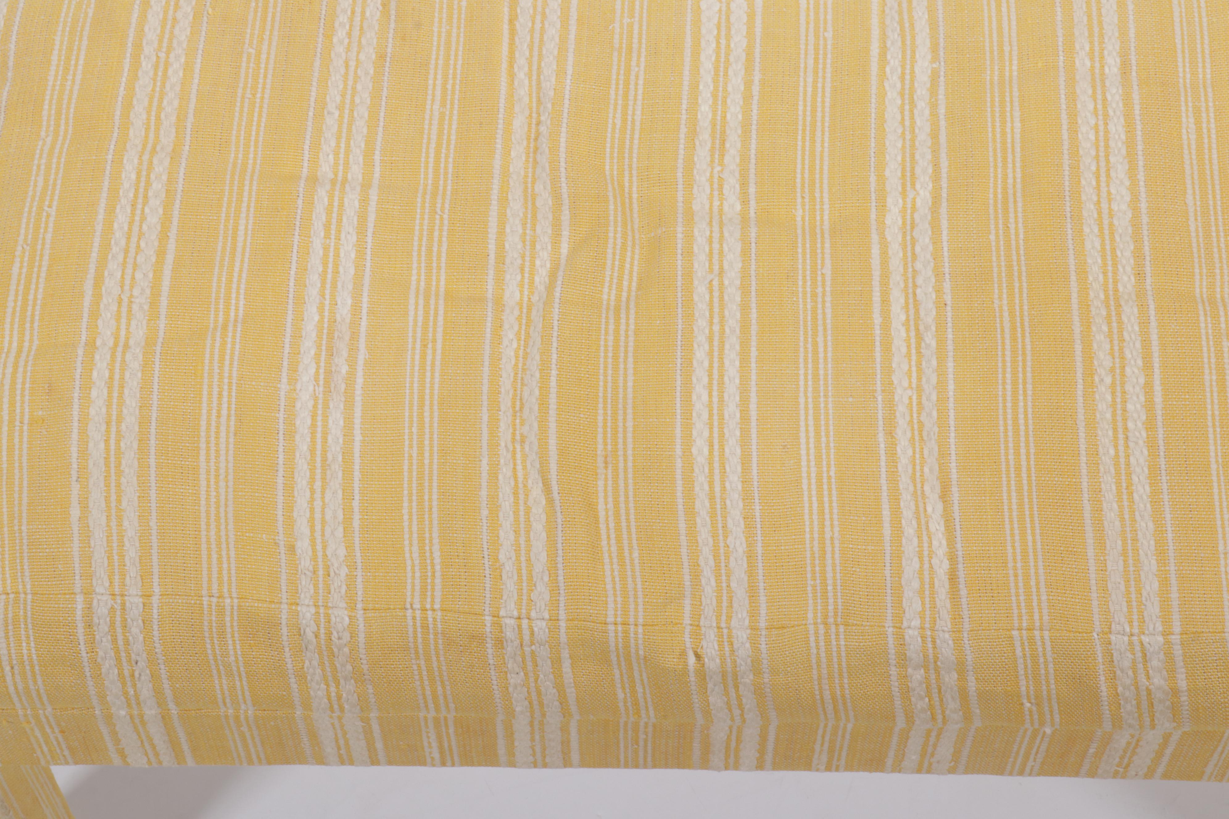 Yellow Striped Upholstered Bench