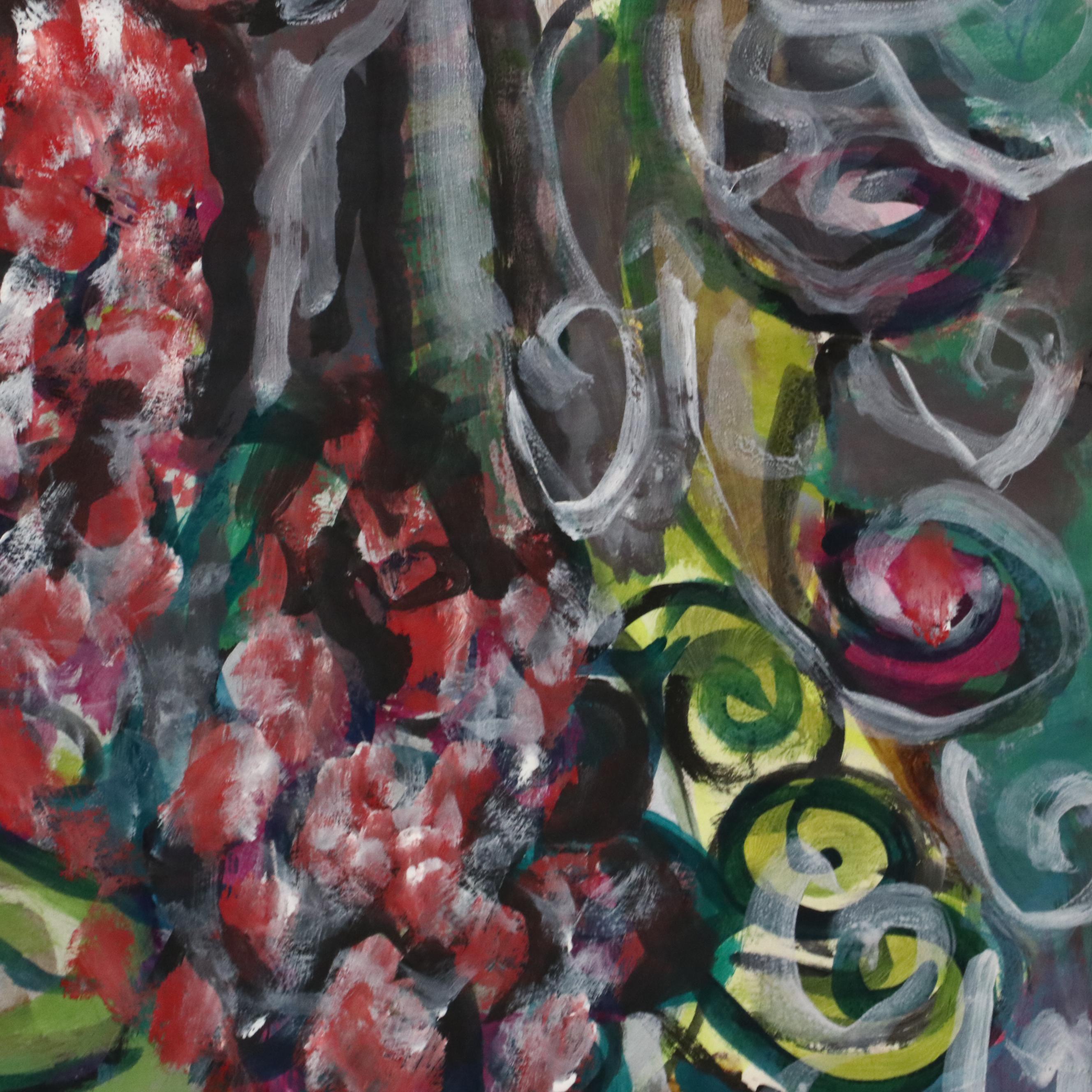 Fred R. Schwartz Modern Floral Watercolor Painting, 1975