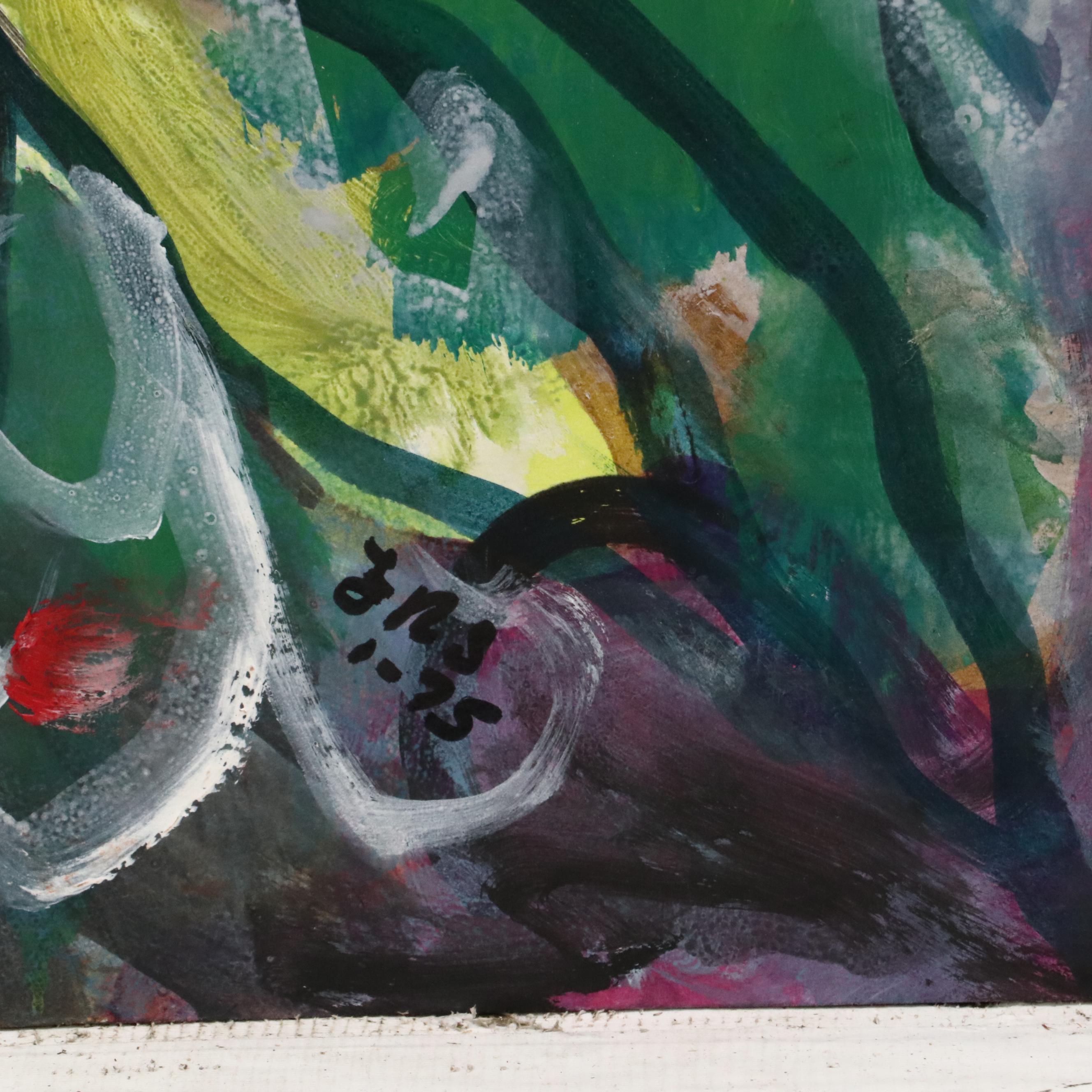 Fred R. Schwartz Modern Floral Watercolor Painting, 1975