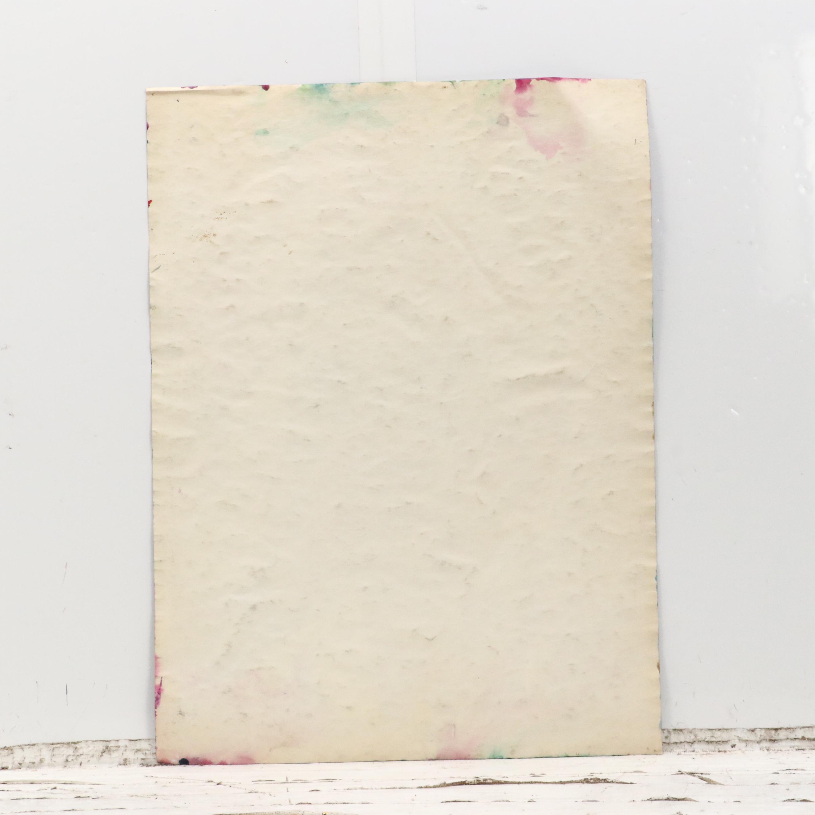 Fred R. Schwartz Modern Floral Watercolor Painting, 1975