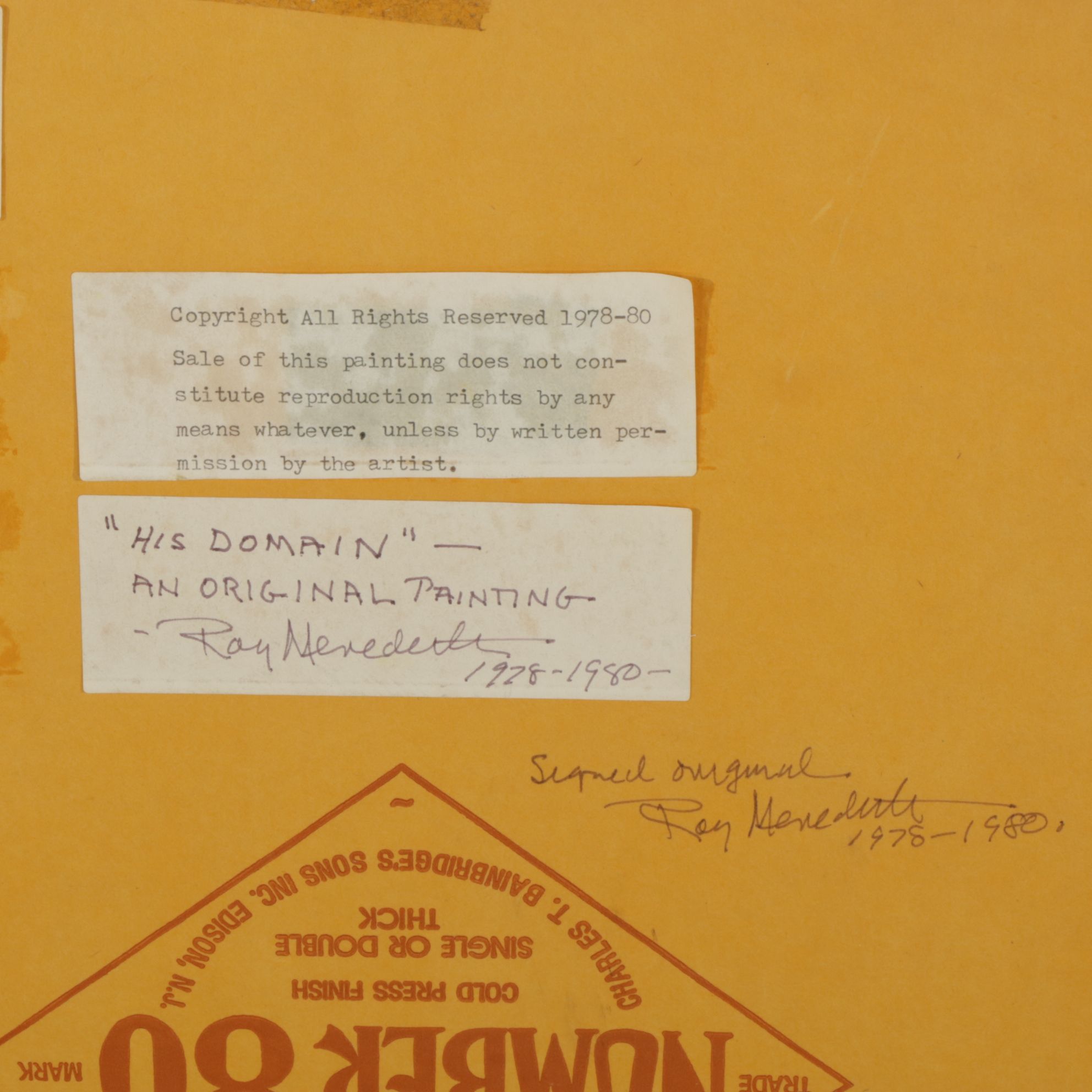 Roy Meredith "His Domain" Tempera Painting of American Golden Eagle, 1978