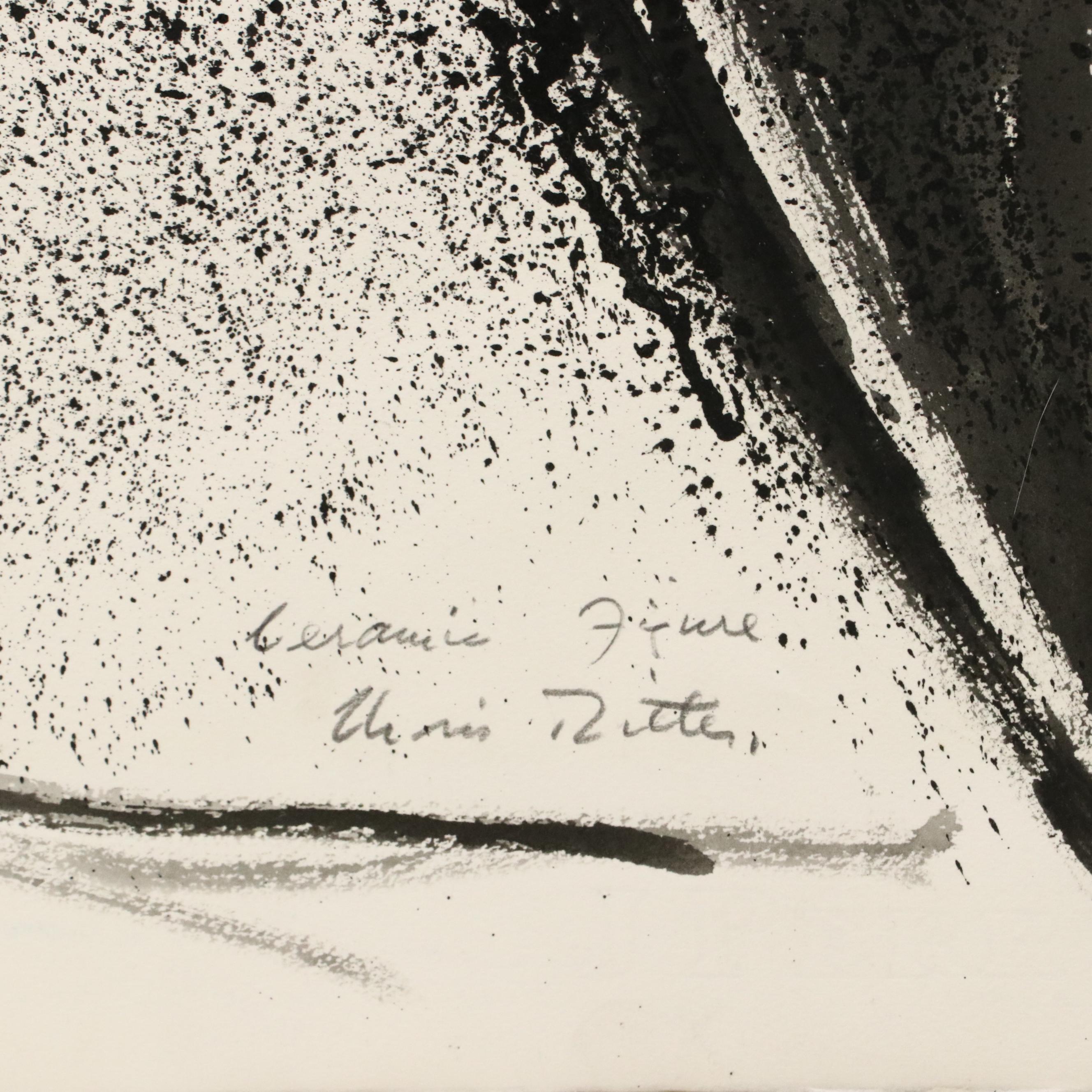 Chris Ritter Modern Watercolor Painting "Ceramic Figure"