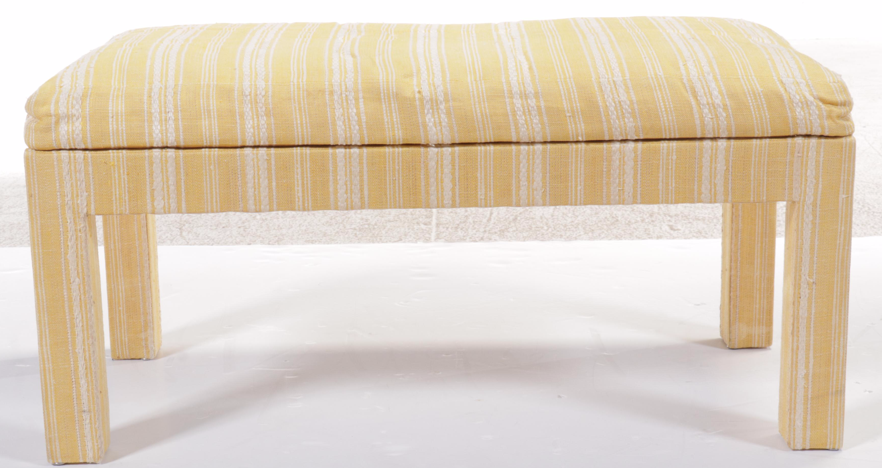 Yellow Striped Upholstered Bench