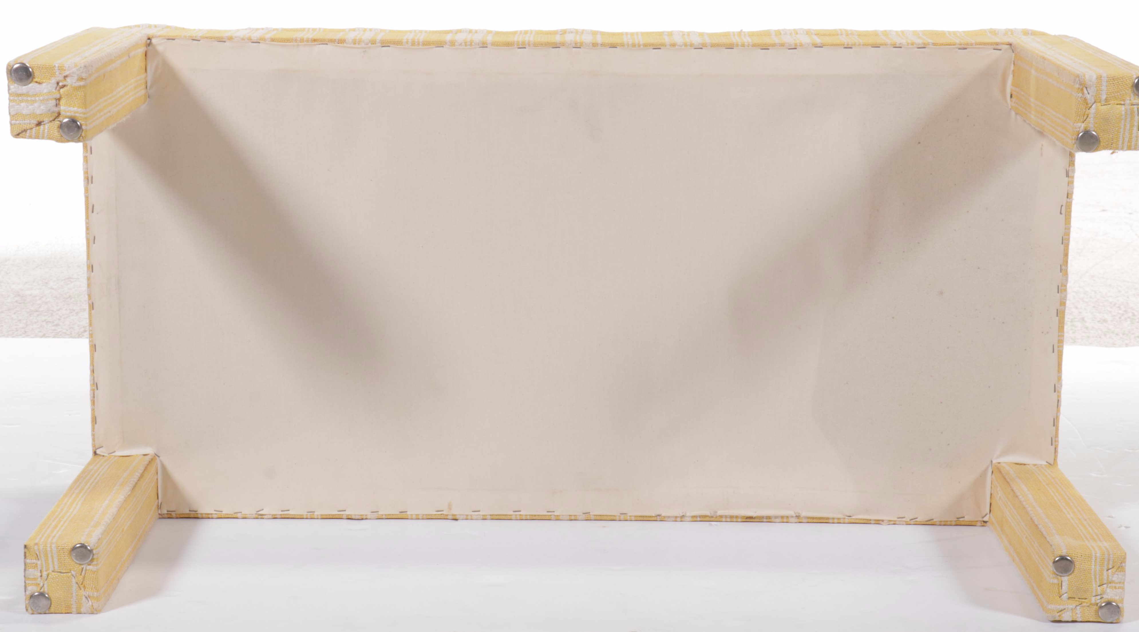 Yellow Striped Upholstered Bench