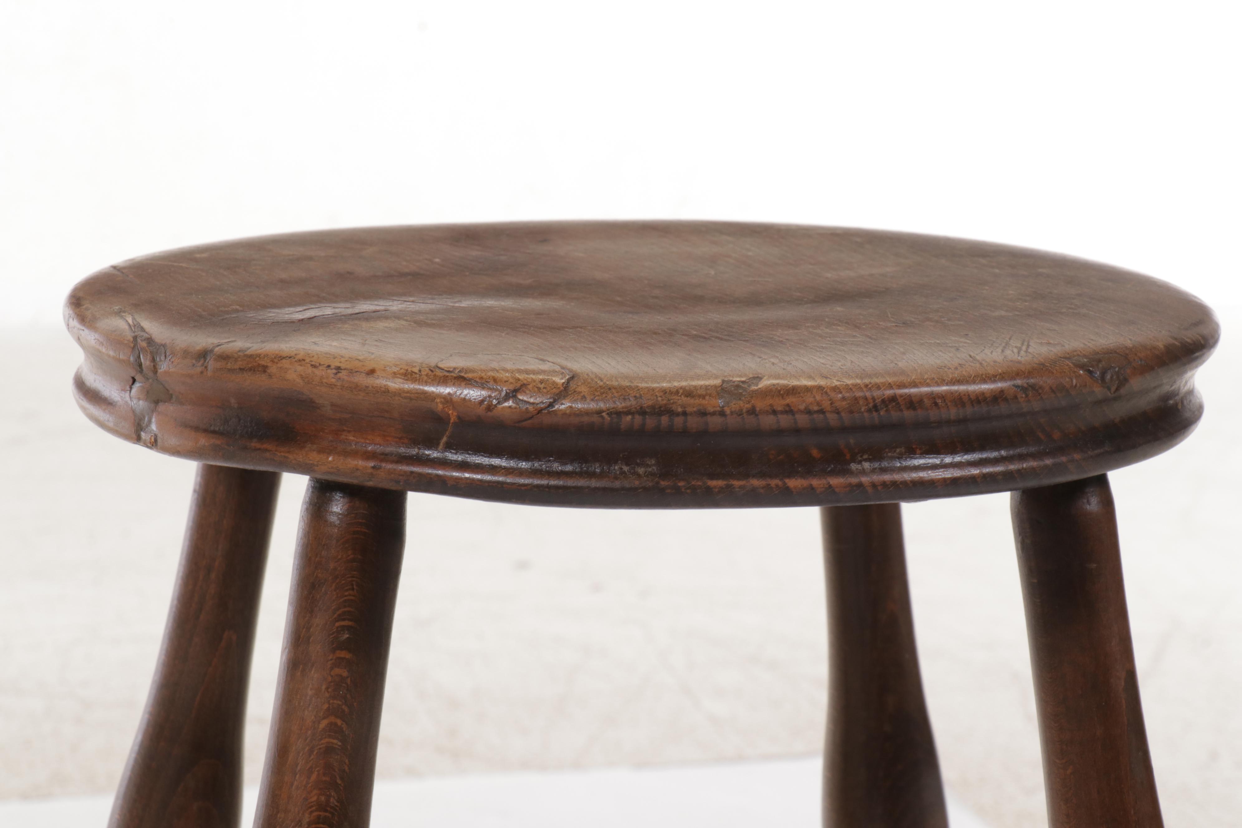 Late Victorian Style English Elm School Stool, Late 19th/Early 20th Century