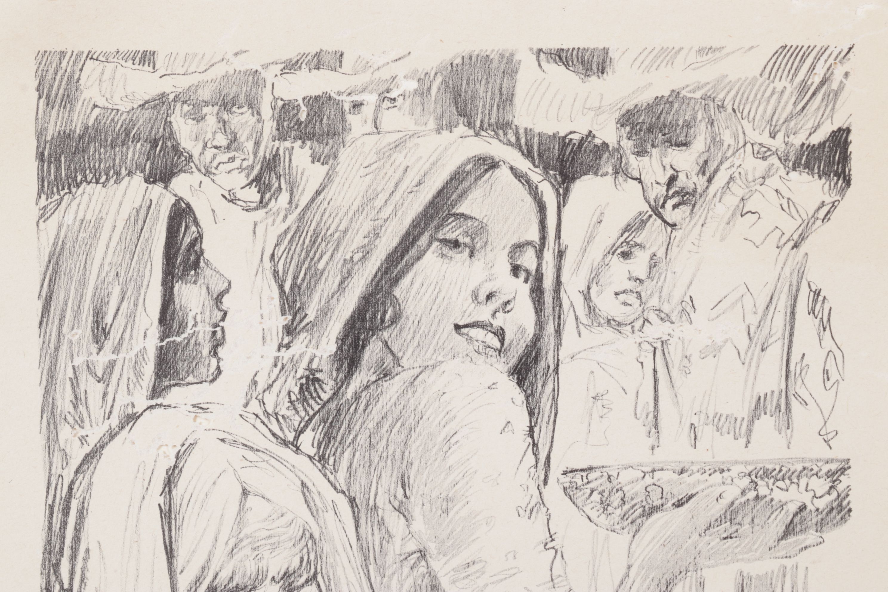 Paul Ashbrook Etching  "Mexican Market Scene," Early to Mid-20th Century