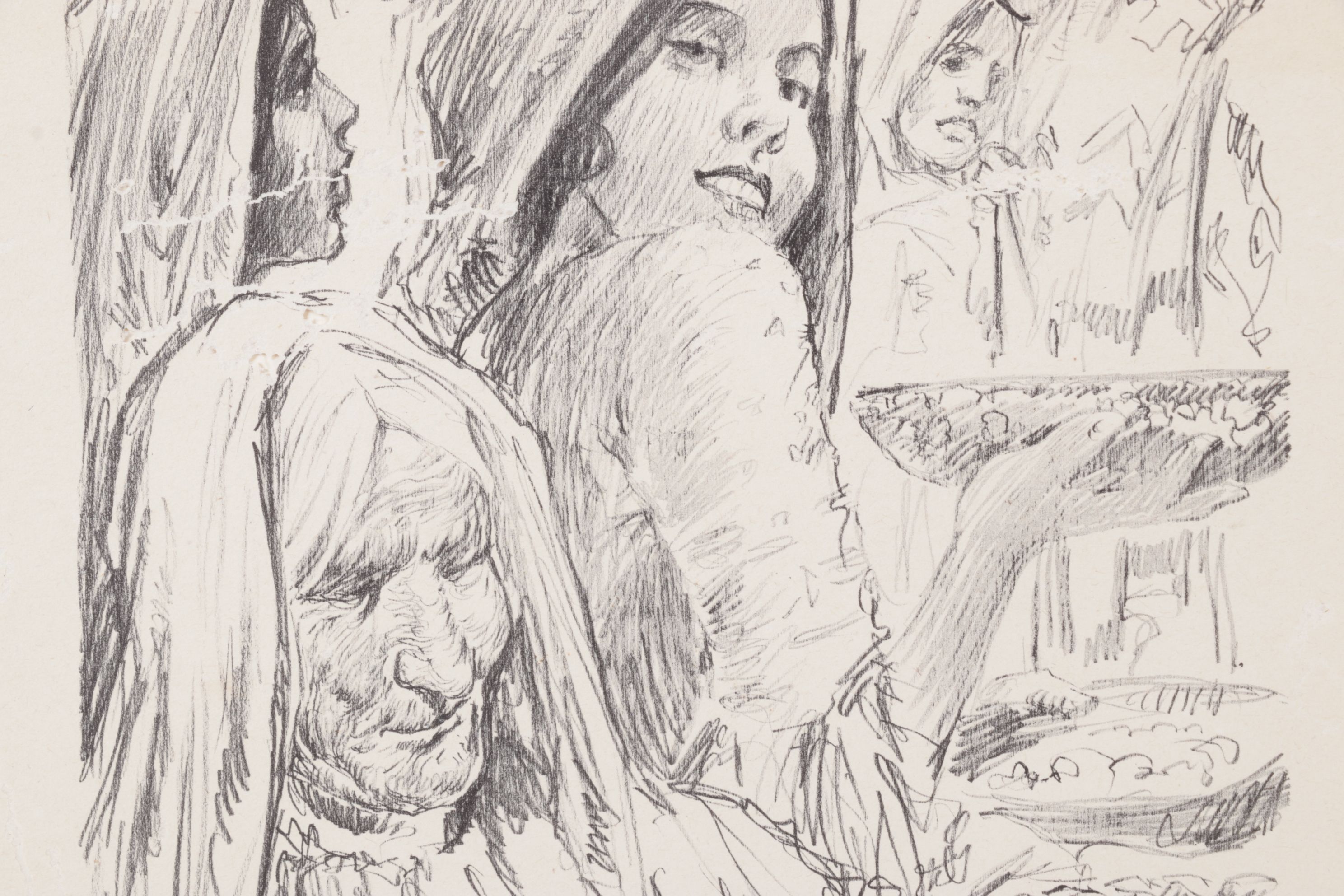 Paul Ashbrook Etching  "Mexican Market Scene," Early to Mid-20th Century