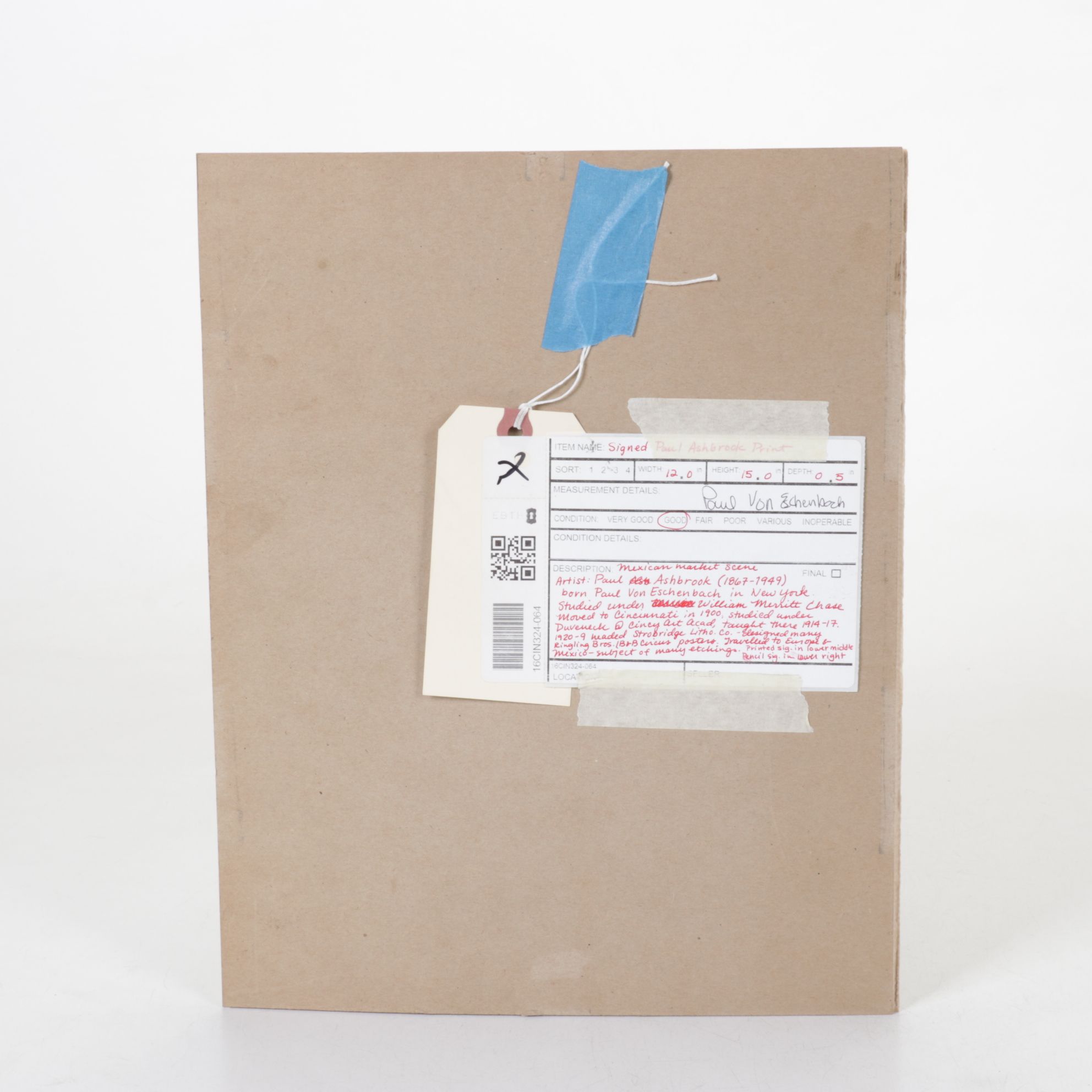 Paul Ashbrook Etching  "Mexican Market Scene," Early to Mid-20th Century