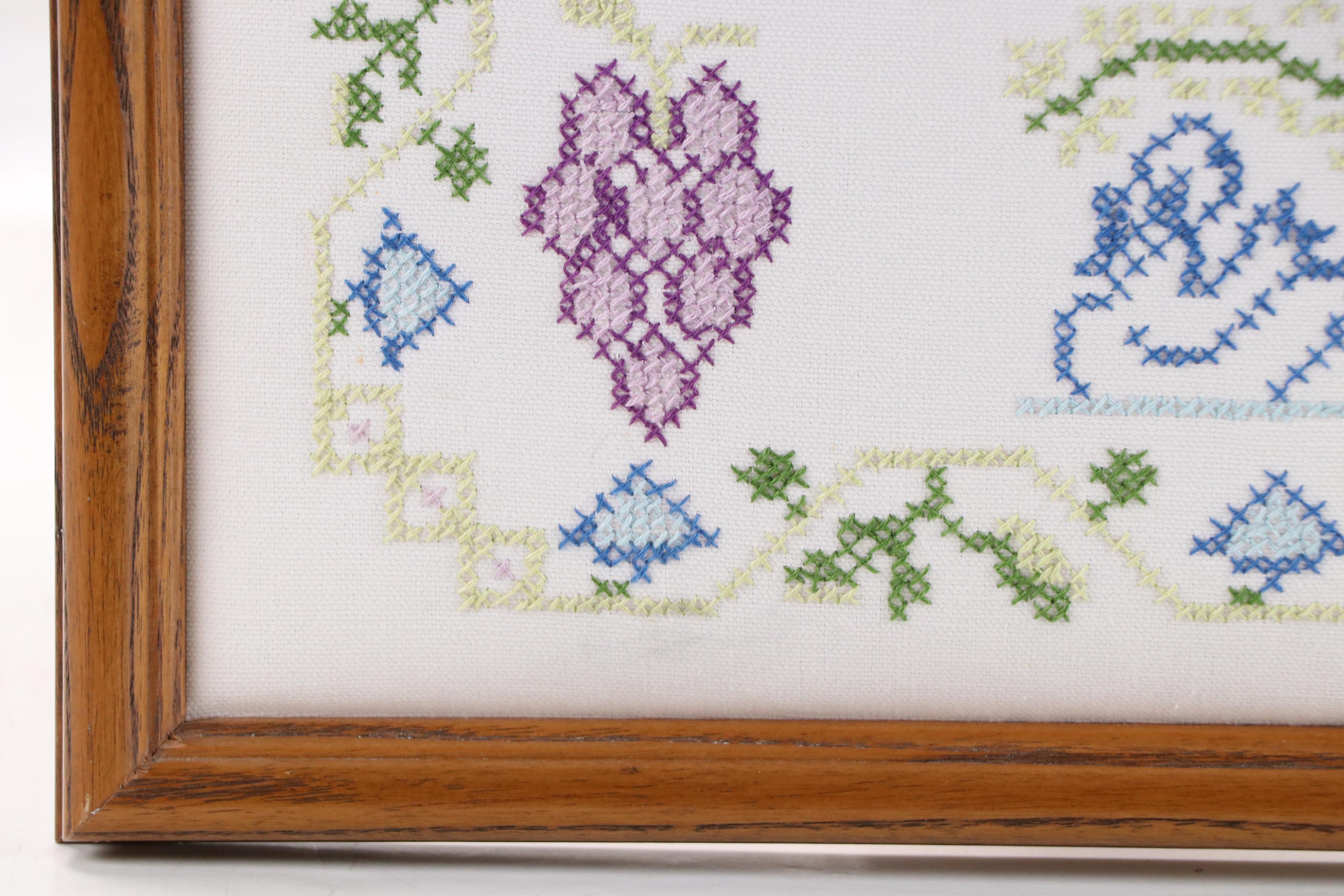 Framed Psalm 118:24 Cross-Stitch, Late 20th Century