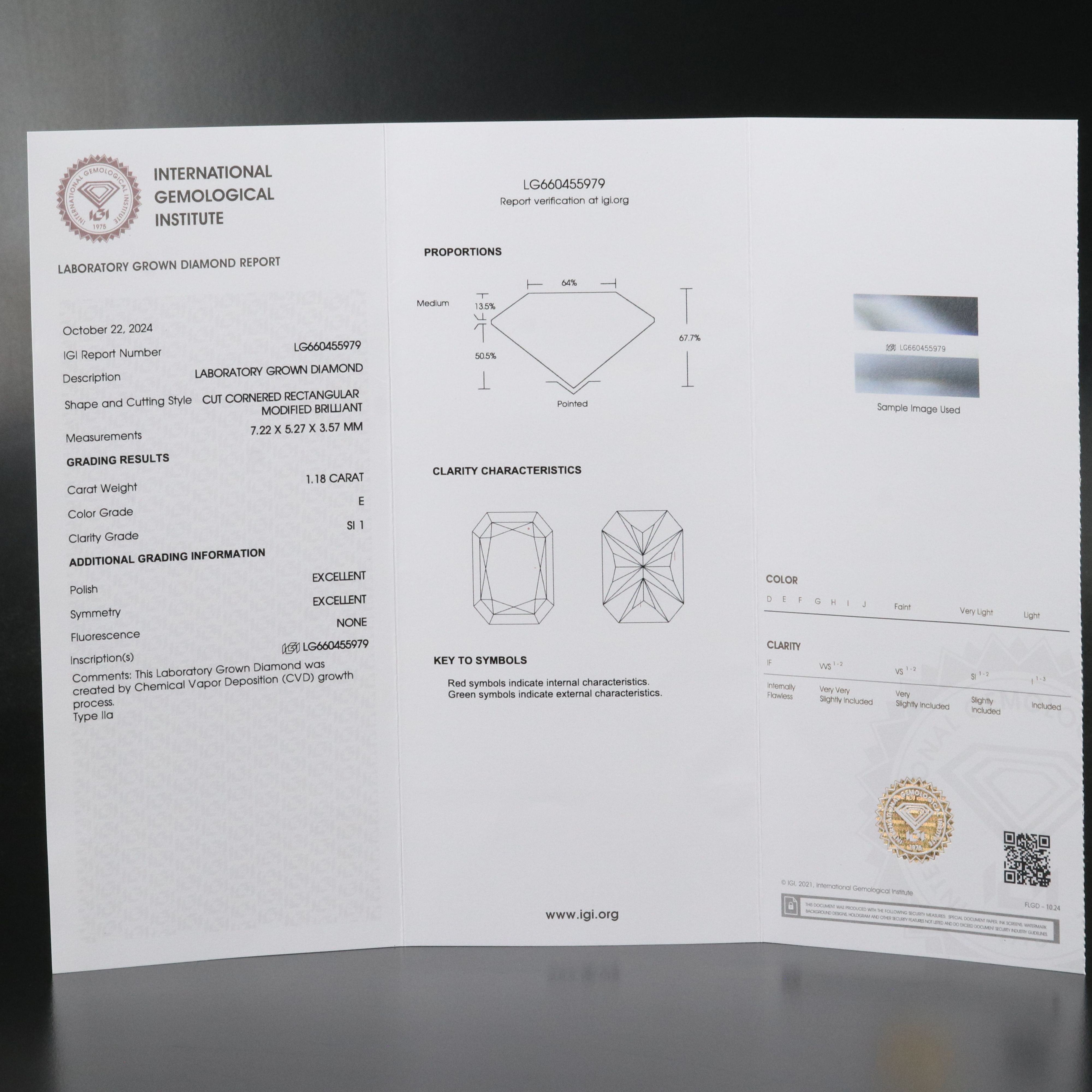 Loose 1.18 CT Lab Grown Diamond with IGI Report