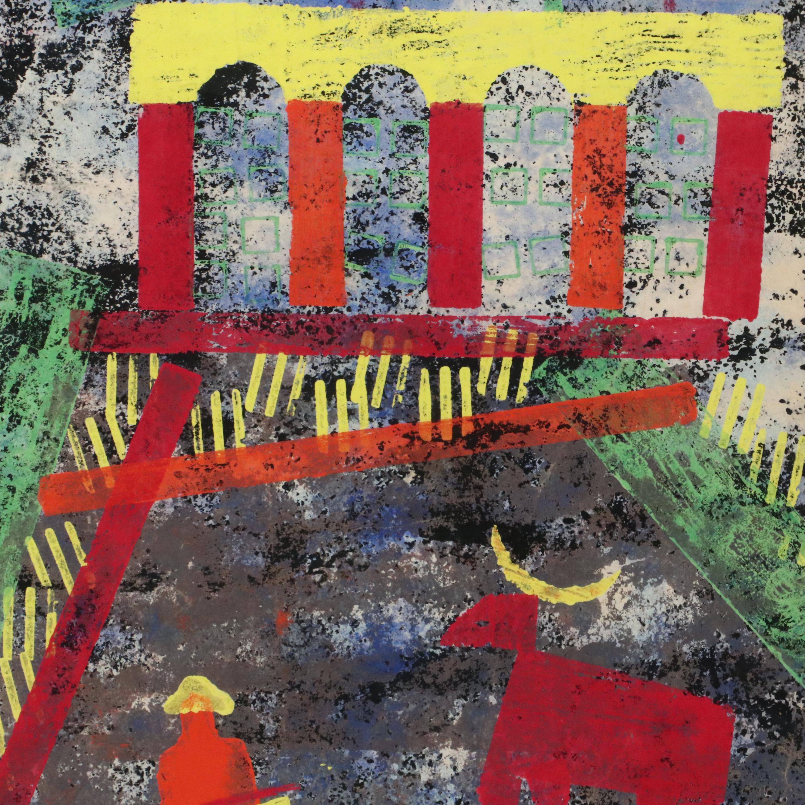 Fred R. Schwartz Modern Mixed Media Painting of Matador, 1953