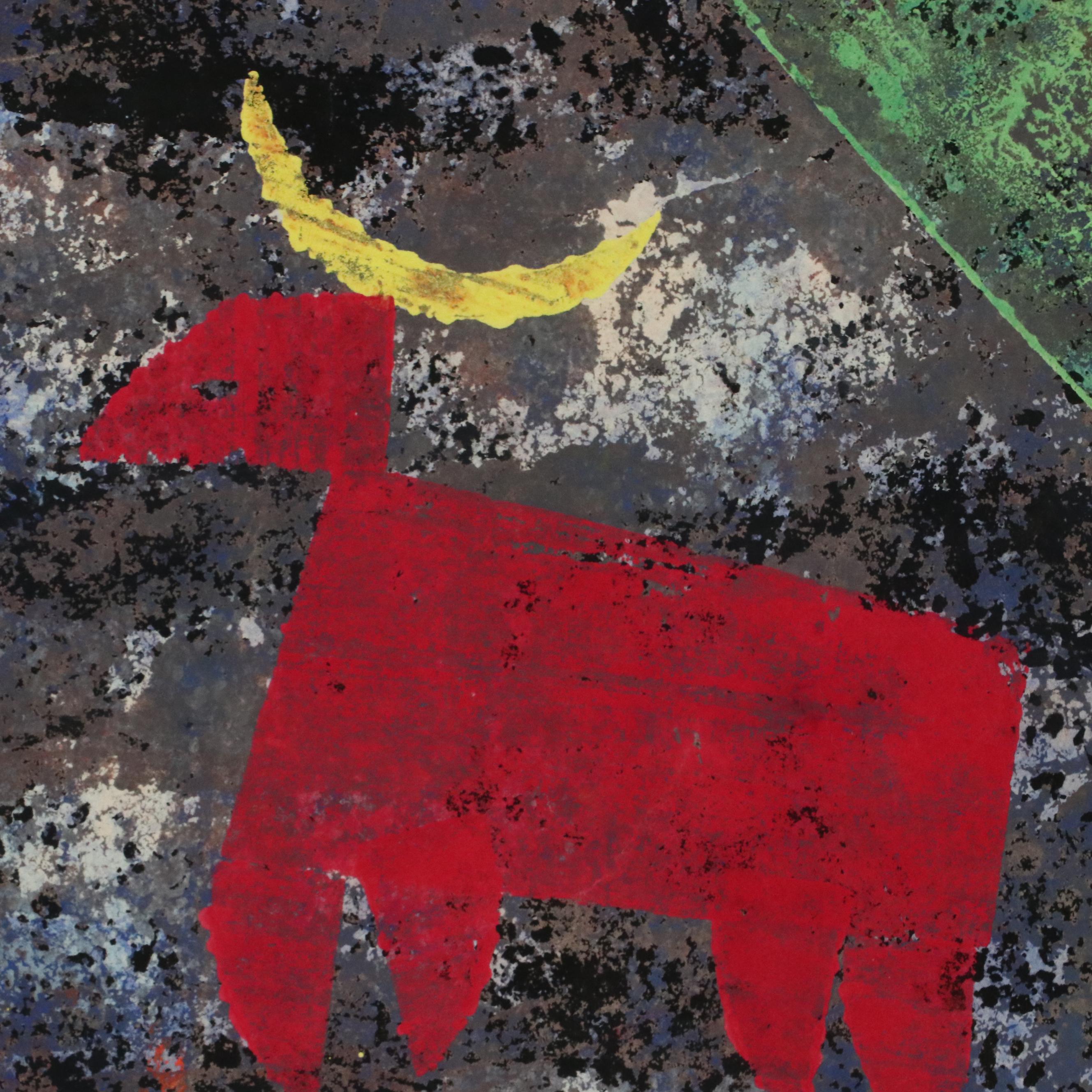 Fred R. Schwartz Modern Mixed Media Painting of Matador, 1953