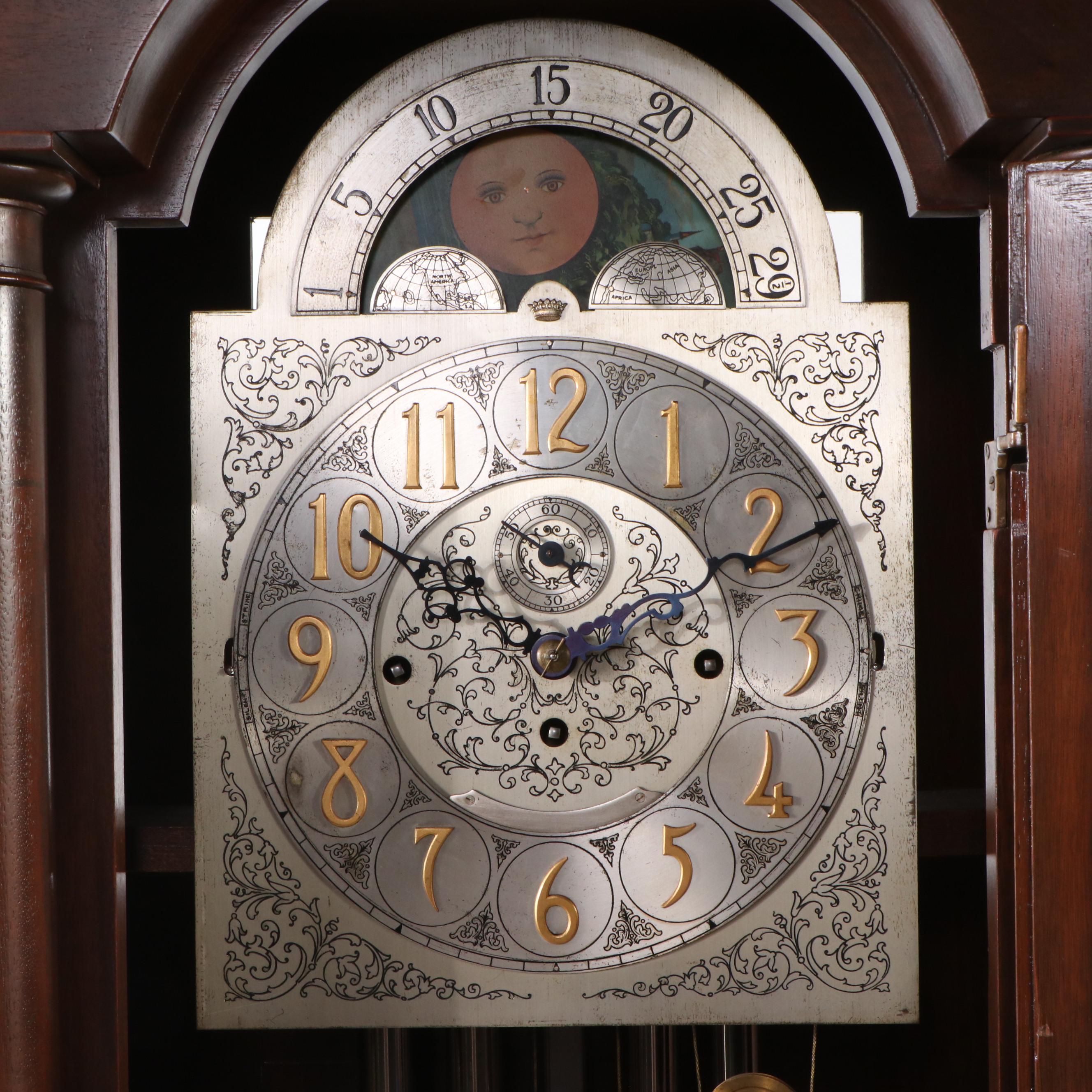 The Herschede Hall Clock Co. Mahogany Grandfather Clock, Early 20th Century