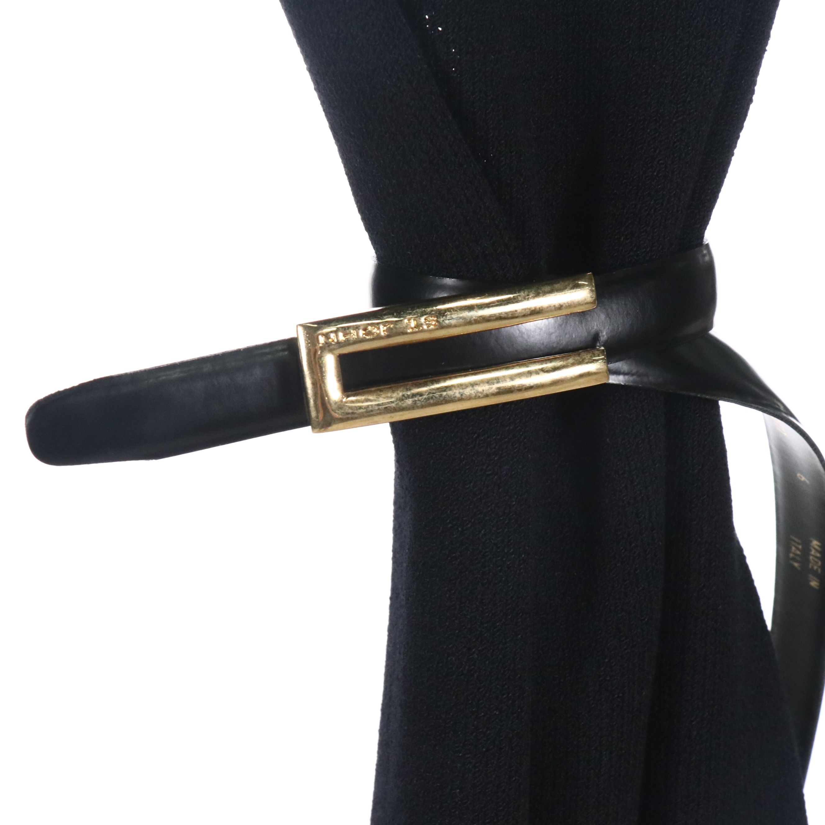 St. John Black Knit Vest and Belted Strapless Dress