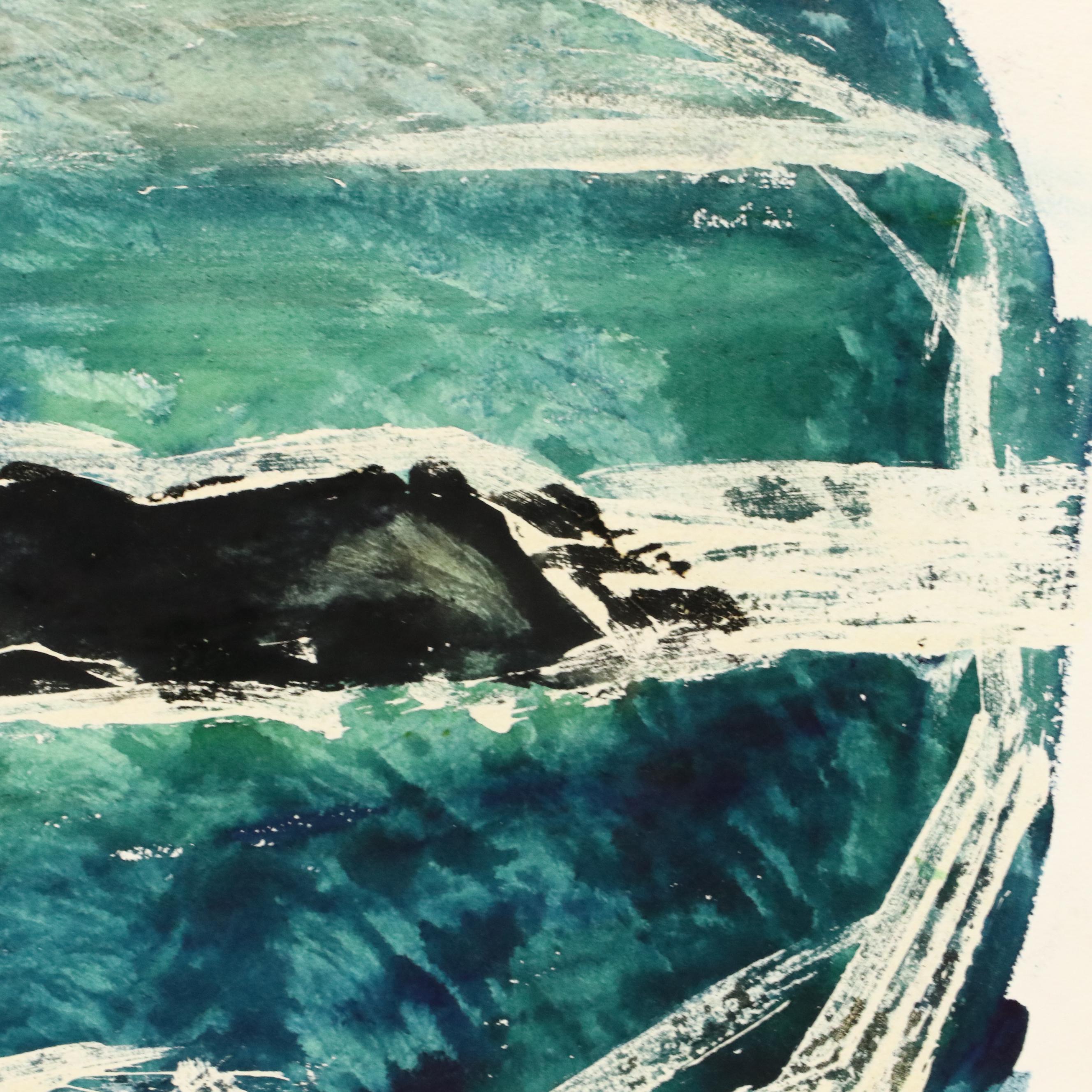 Chris Ritter Modern Double-Sided Watercolor Painting, Mid–Late 20th Century