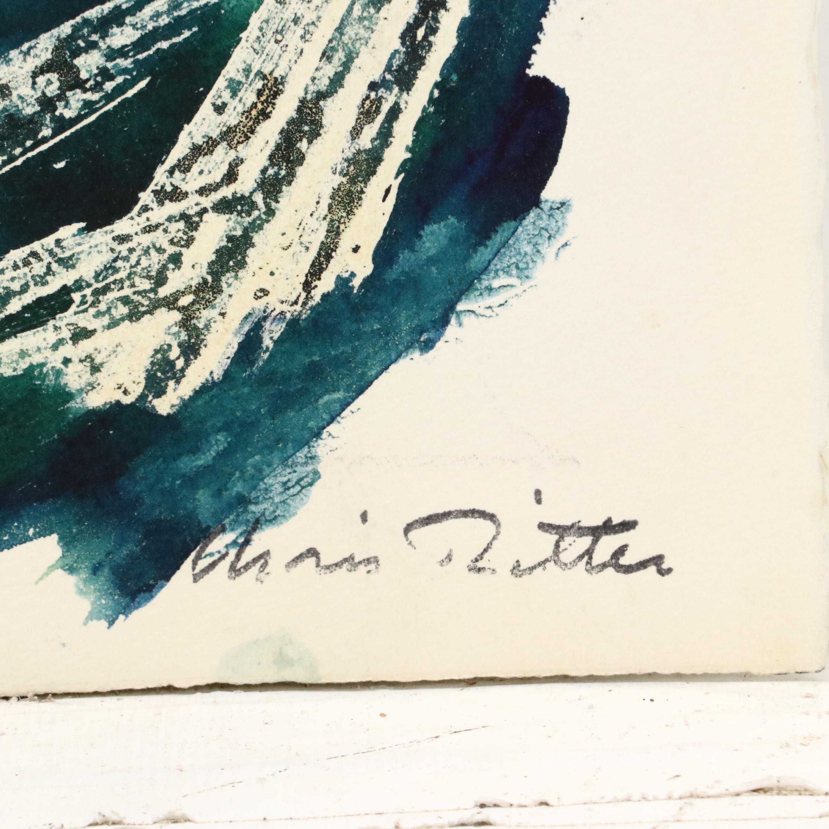 Chris Ritter Modern Double-Sided Watercolor Painting, Mid–Late 20th Century