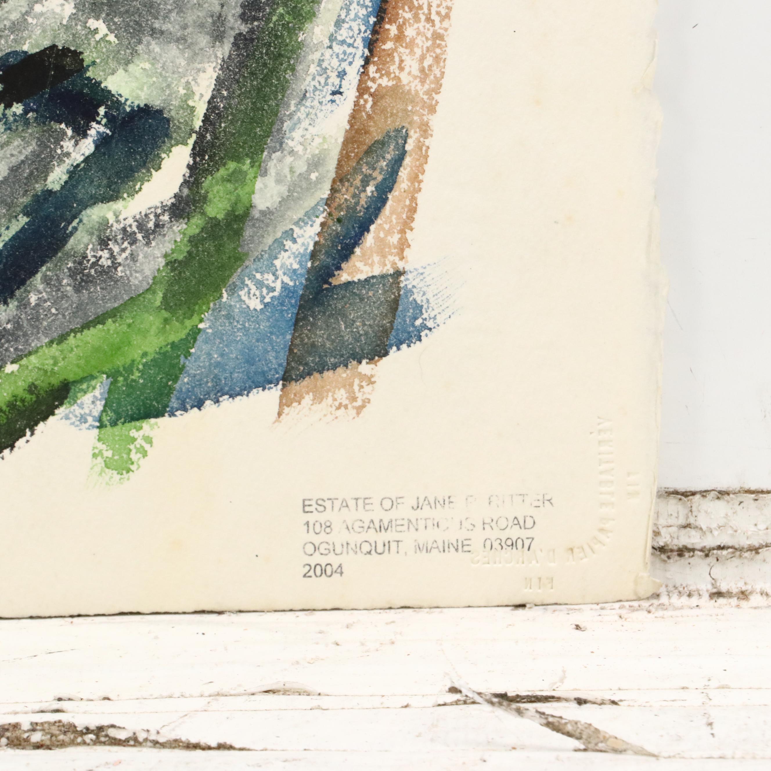 Chris Ritter Modern Double-Sided Watercolor Painting, Mid–Late 20th Century