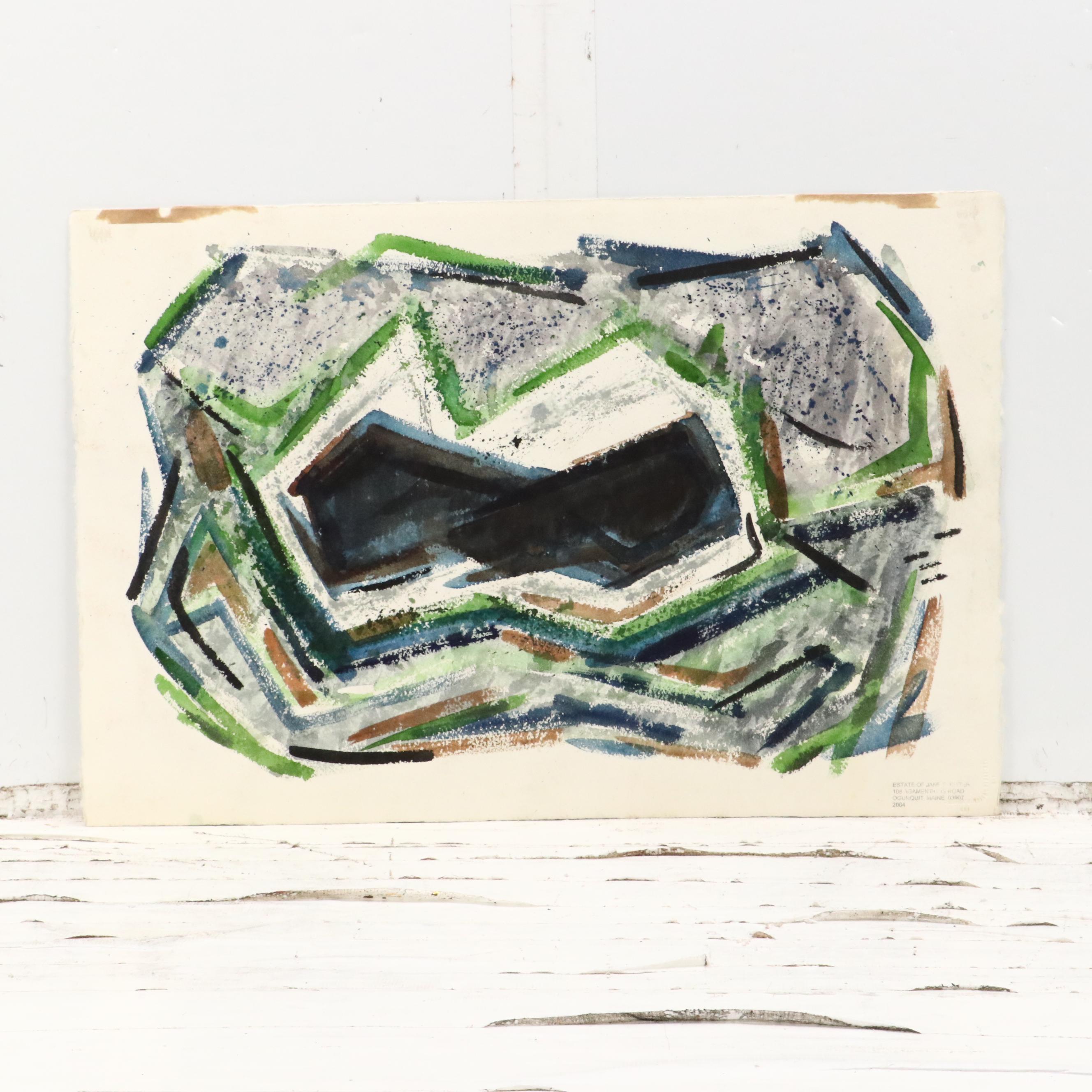 Chris Ritter Modern Double-Sided Watercolor Painting, Mid–Late 20th Century