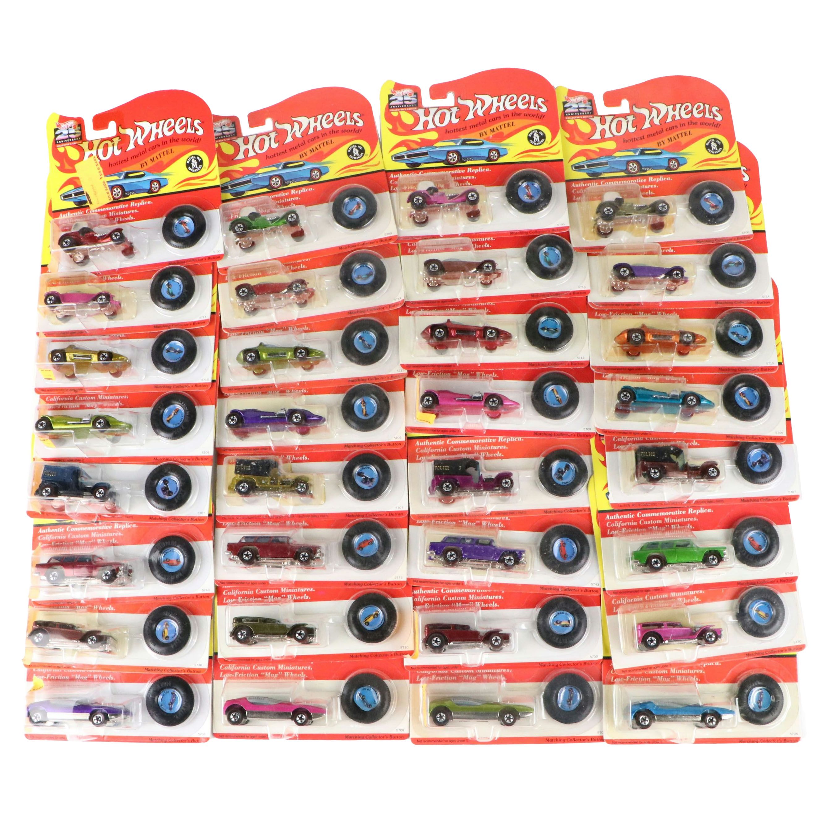 Mattel Hot Wheels 25th Anniversary Edition Diecast Cars with Original Packaging