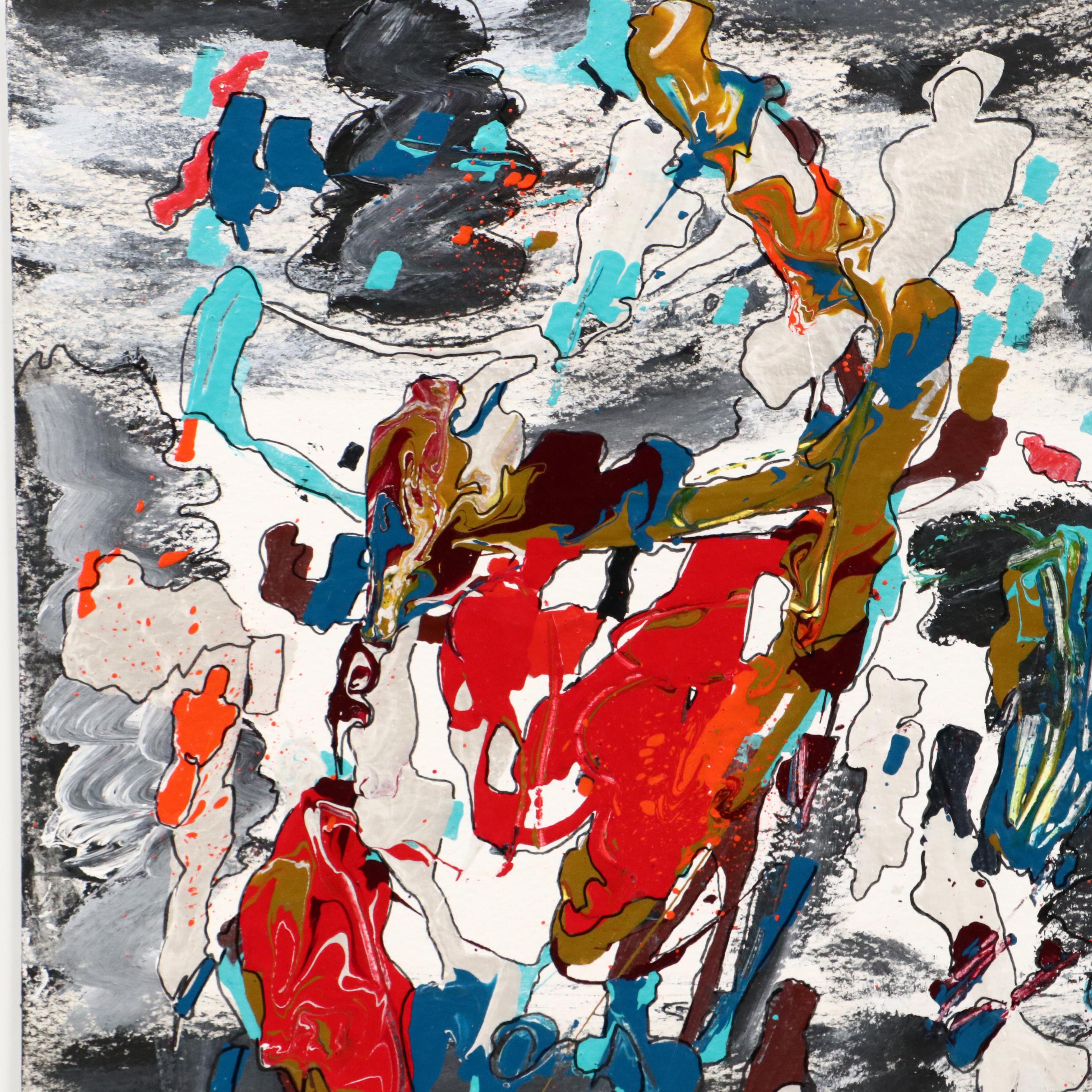 Hilda Epner Abstract Oil Painting, Late 20th Century