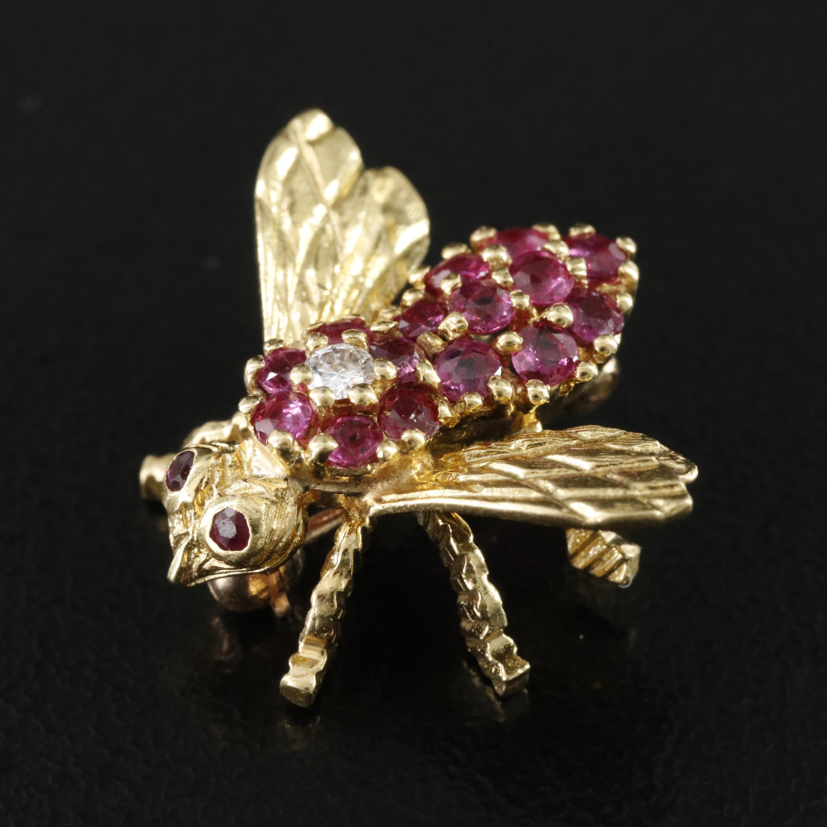 Herbert Rosenthal 18K Ruby and Diamond Bee Pin