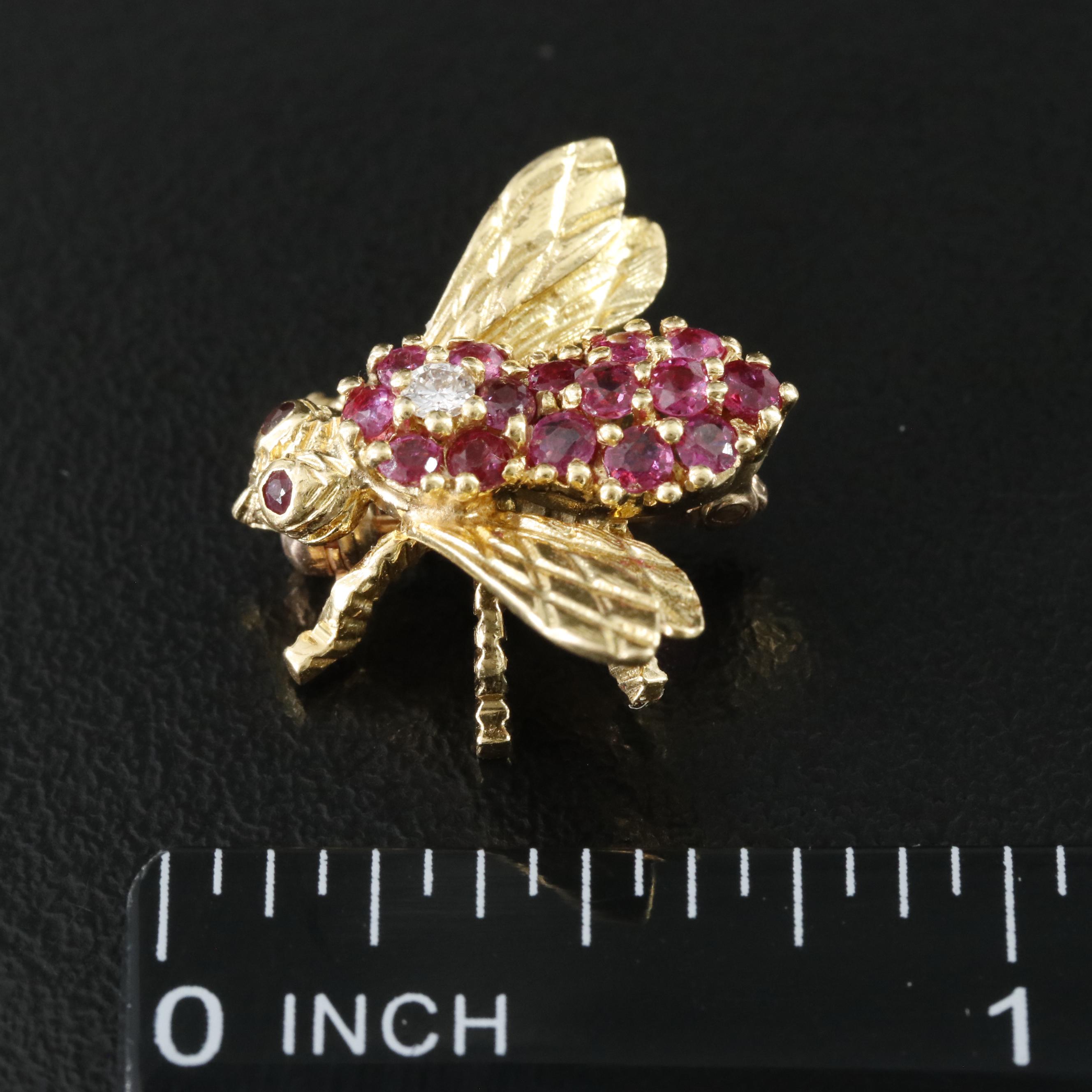 Herbert Rosenthal 18K Ruby and Diamond Bee Pin