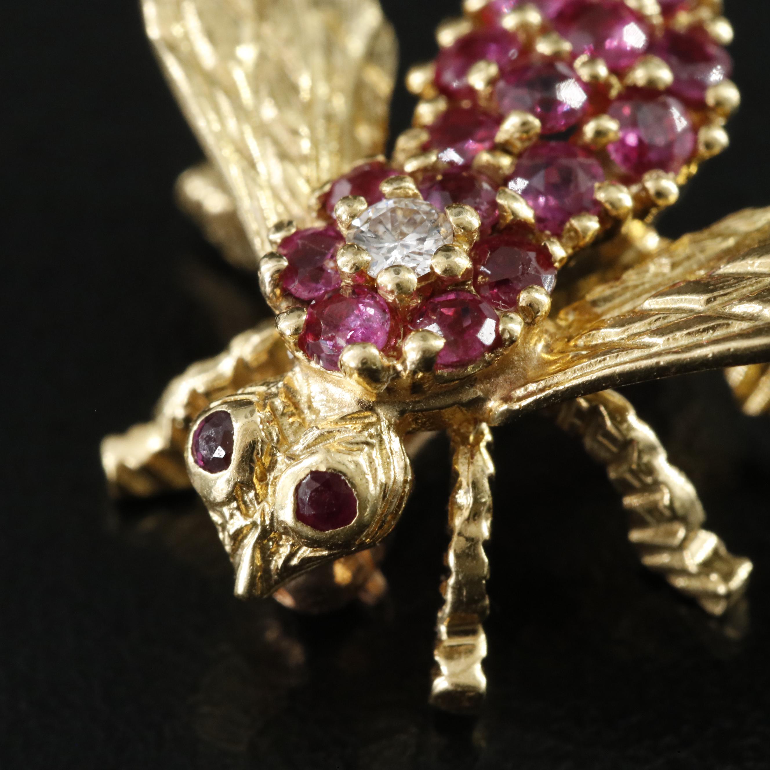 Herbert Rosenthal 18K Ruby and Diamond Bee Pin
