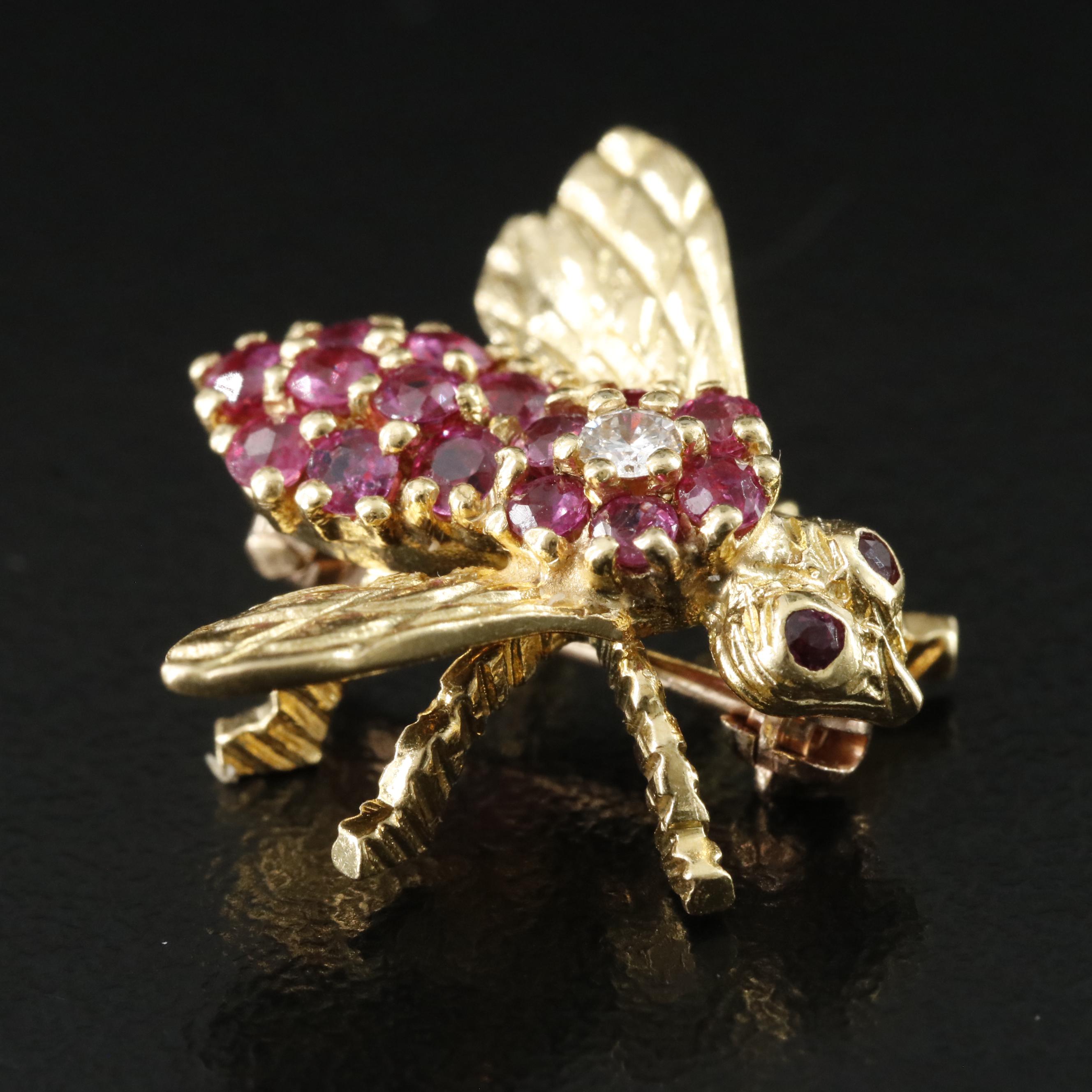 Herbert Rosenthal 18K Ruby and Diamond Bee Pin