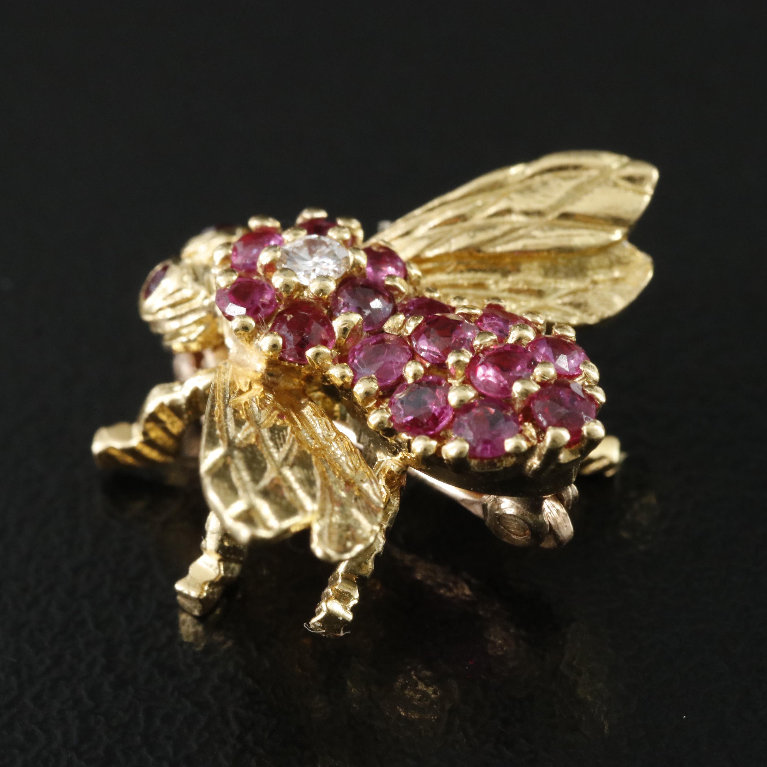 Herbert Rosenthal 18K Ruby and Diamond Bee Pin