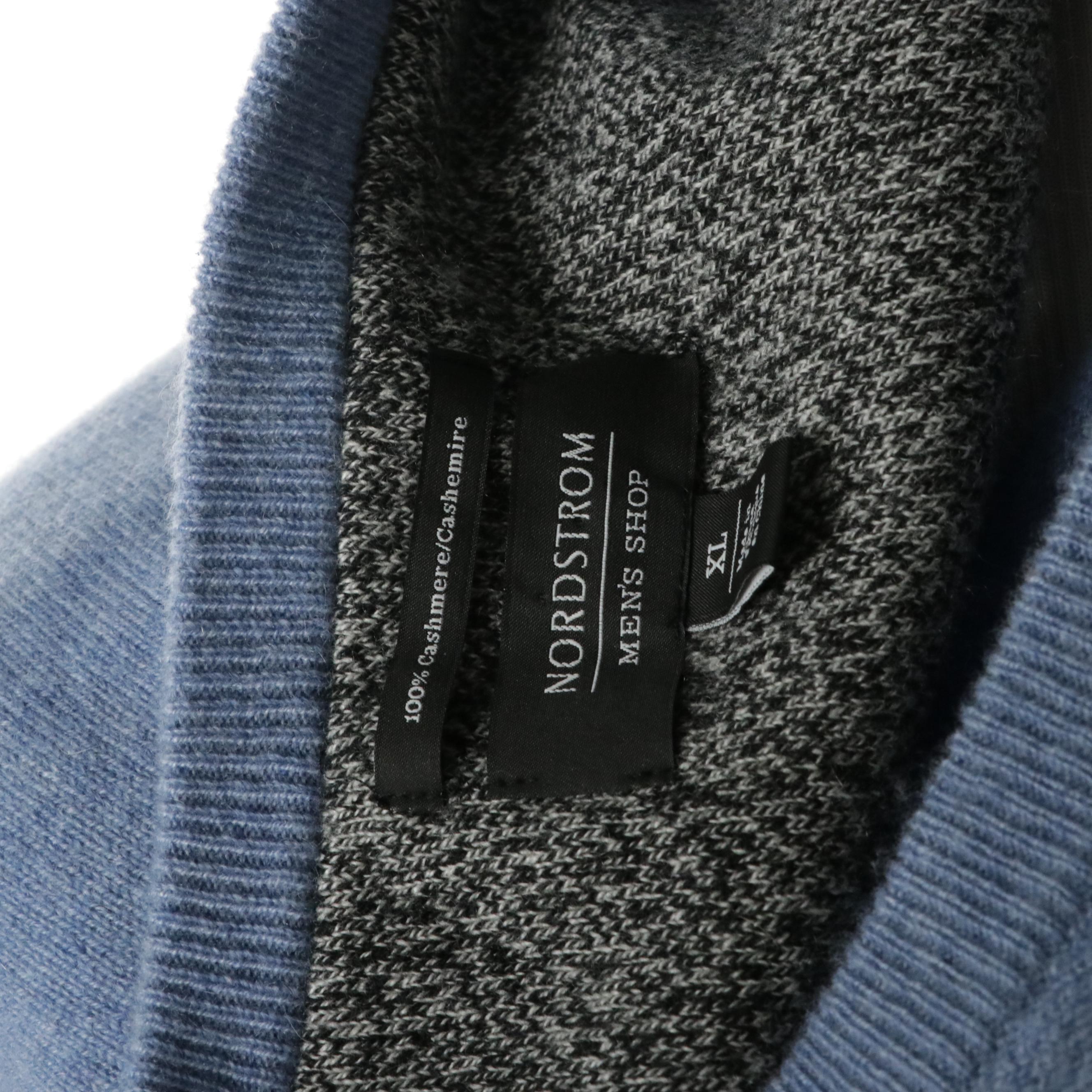 Men's Nordstrom Blue Cashmere and Brooks Brothers Argyle Pattern V-Neck Sweaters