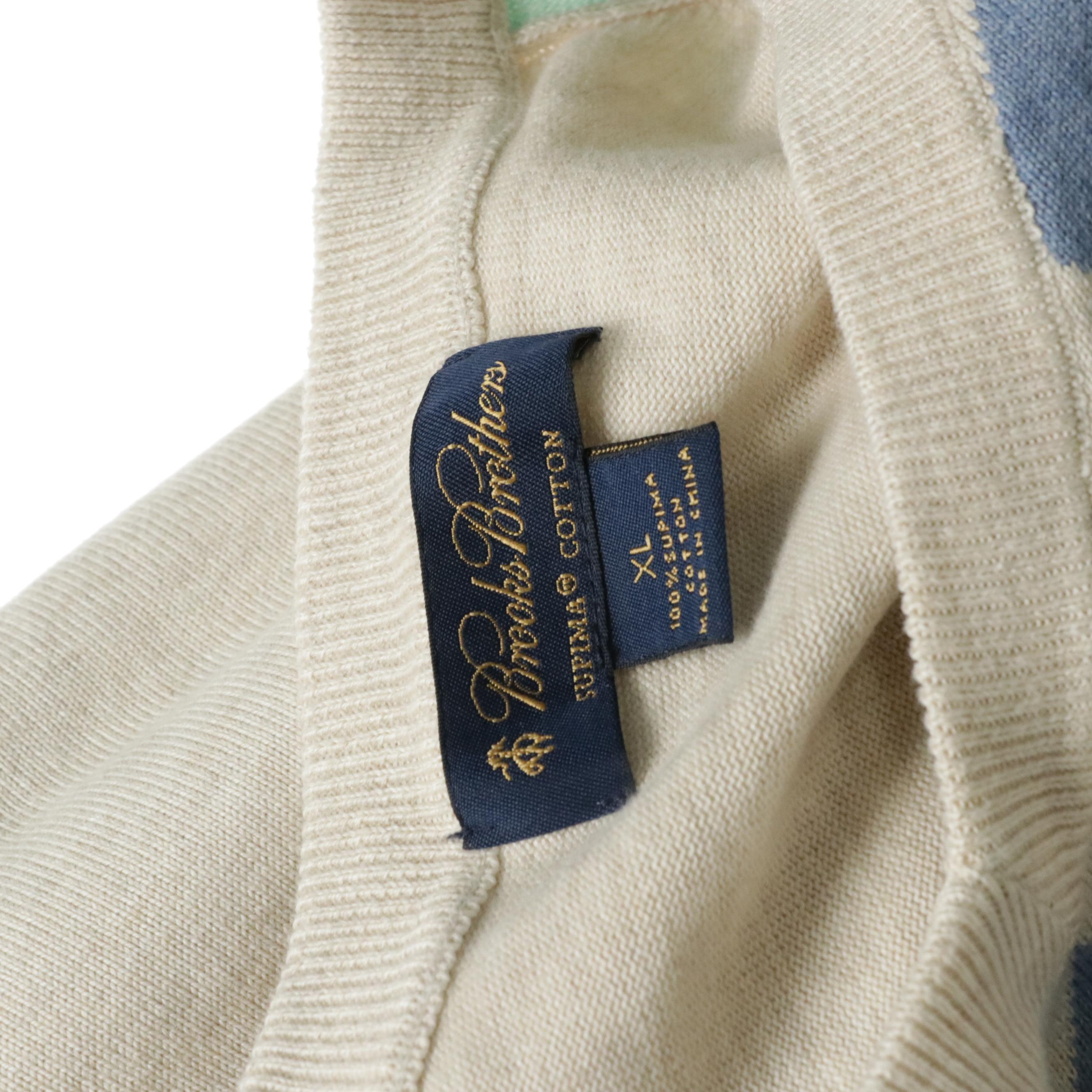 Men's Nordstrom Blue Cashmere and Brooks Brothers Argyle Pattern V-Neck Sweaters