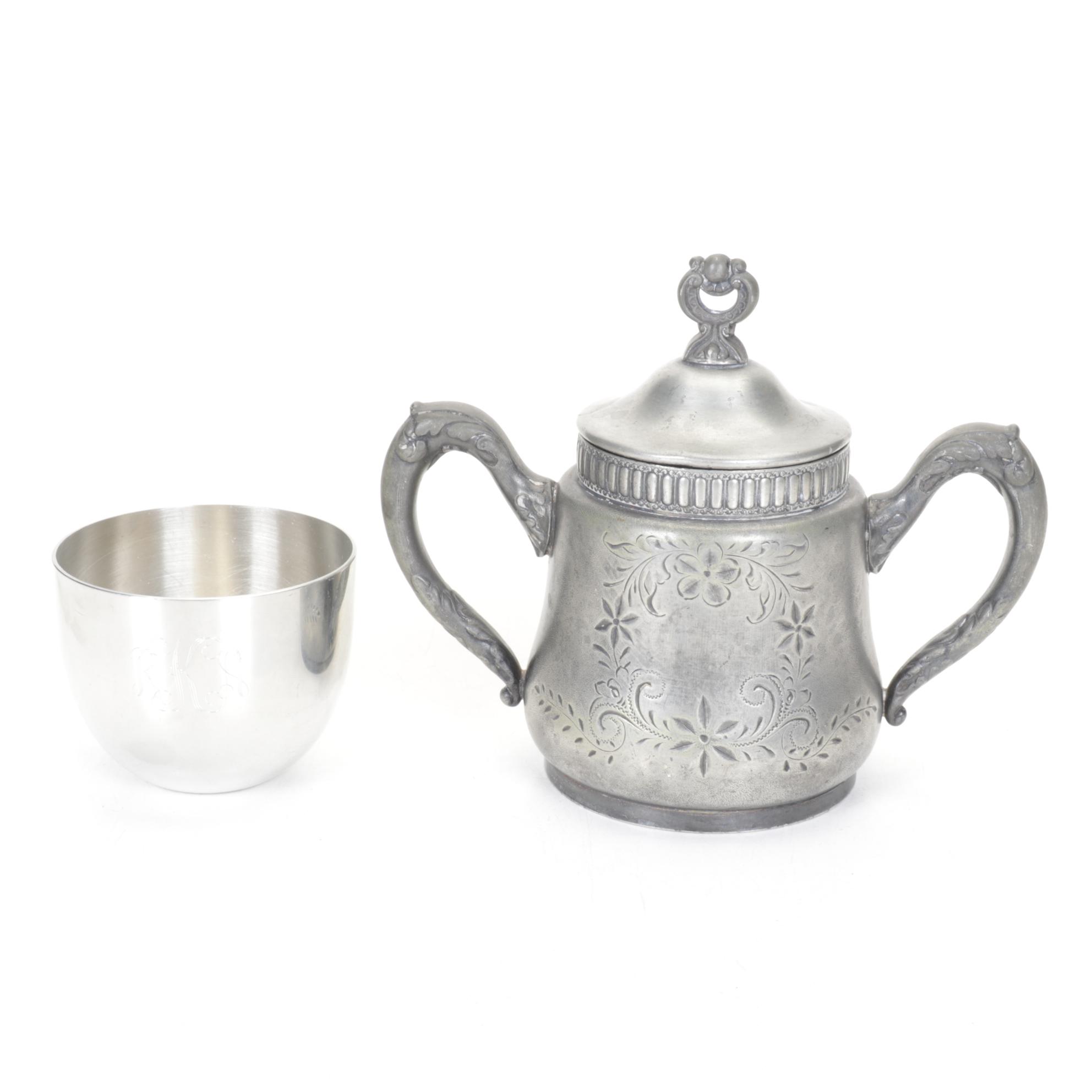 Pewter Sugar & Creamer, Copper Candlesticks, and More