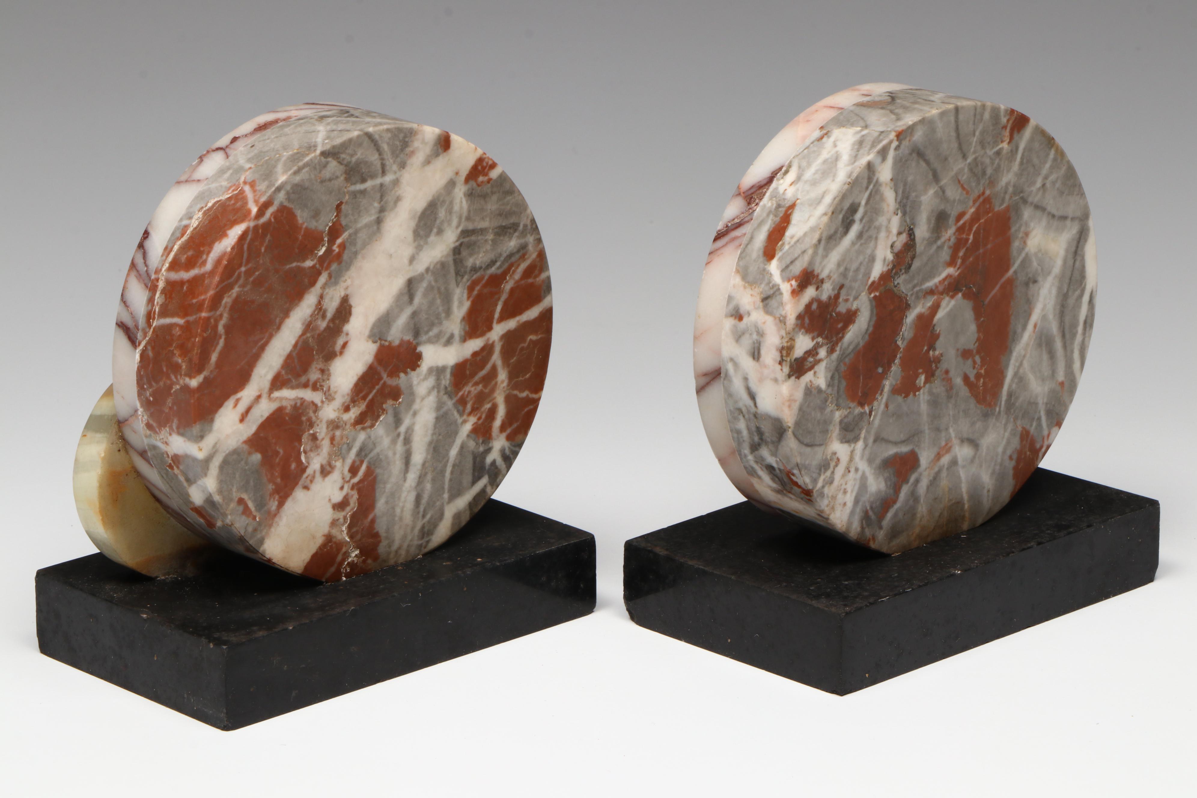 Art Deco Marble Desk Clock with Patinated Stylized Pheasant Garniture