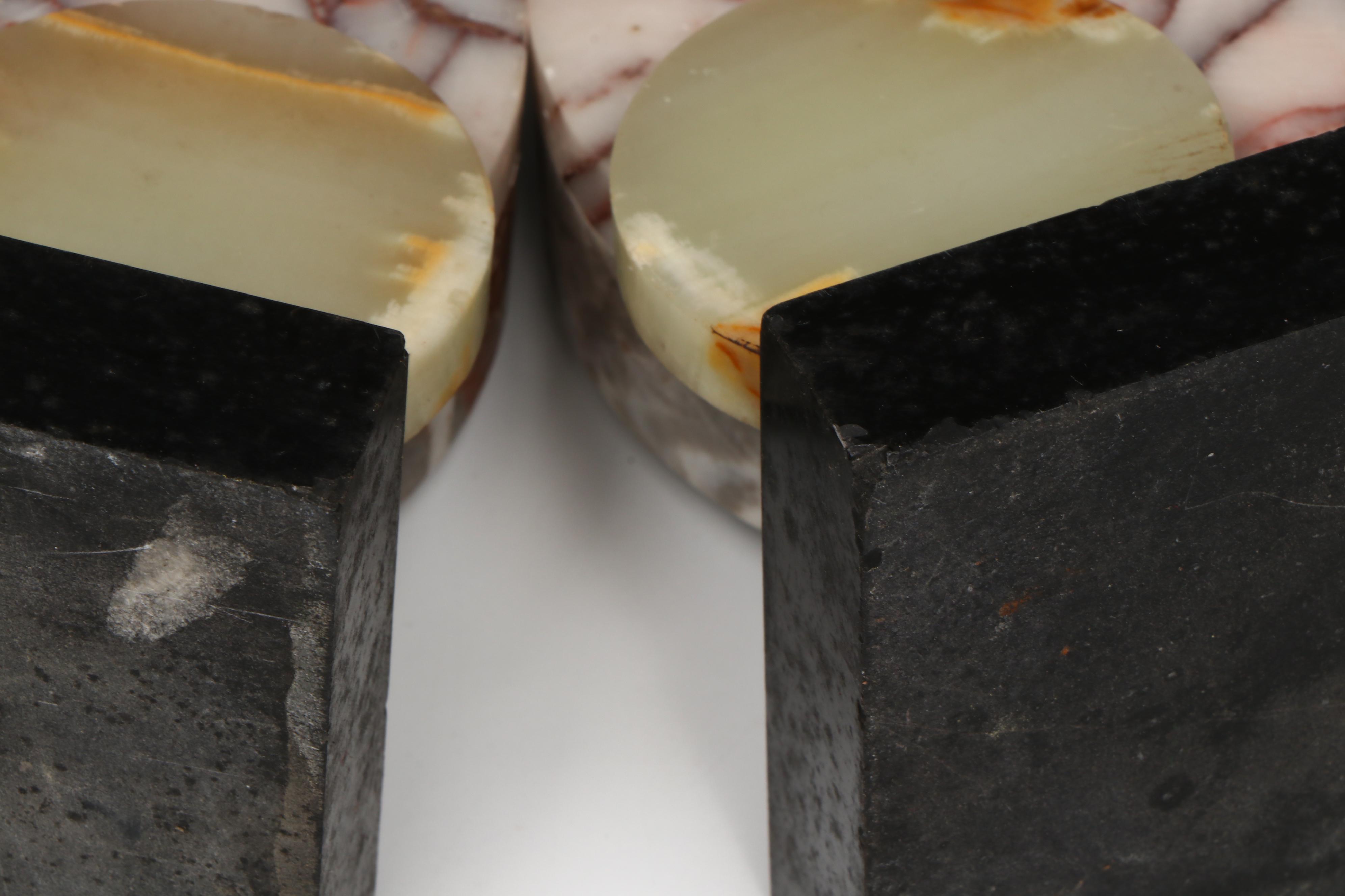 Art Deco Marble Desk Clock with Patinated Stylized Pheasant Garniture