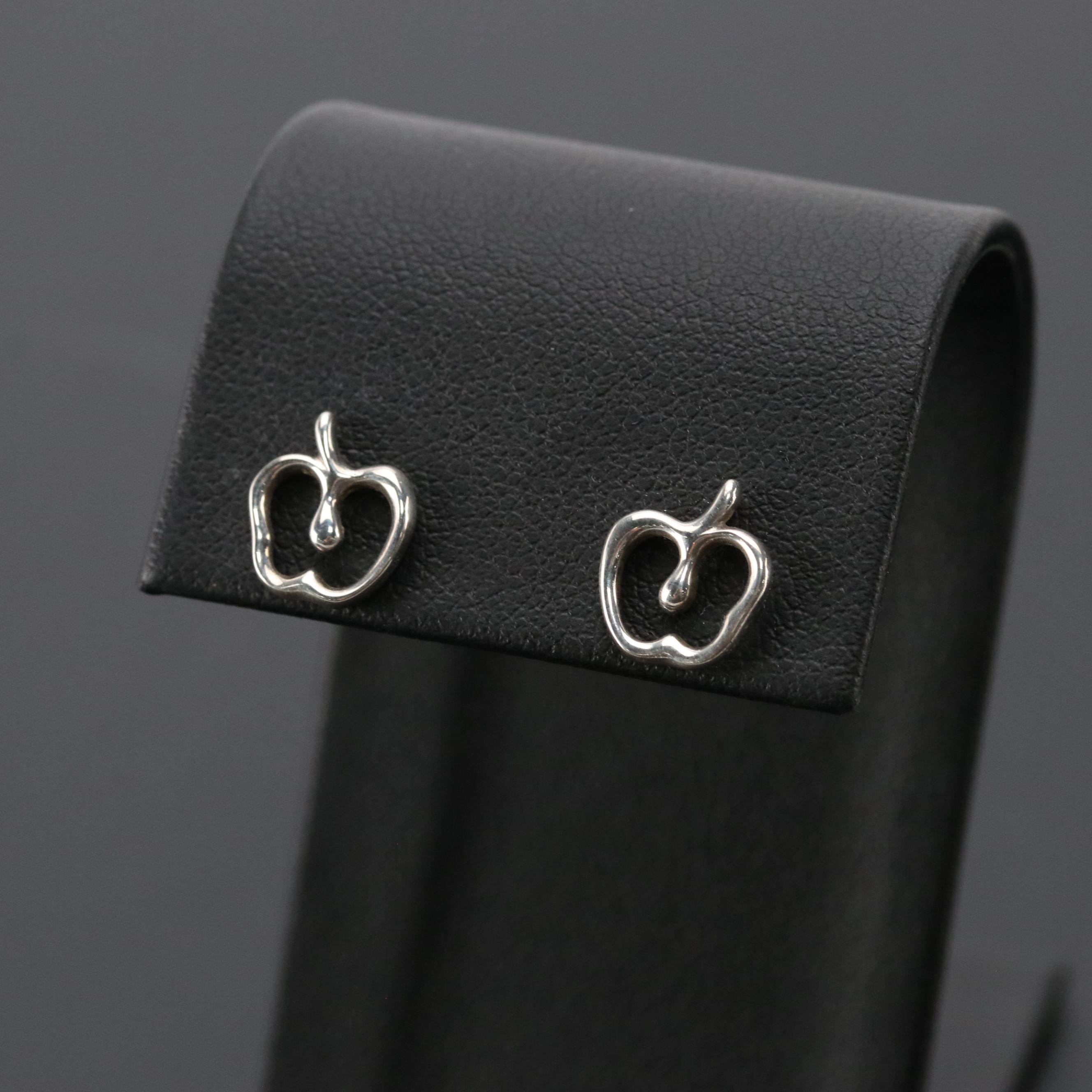 Elsa Peretti for Tiffany & Co. Sterling Apple Stud Earrings with Box