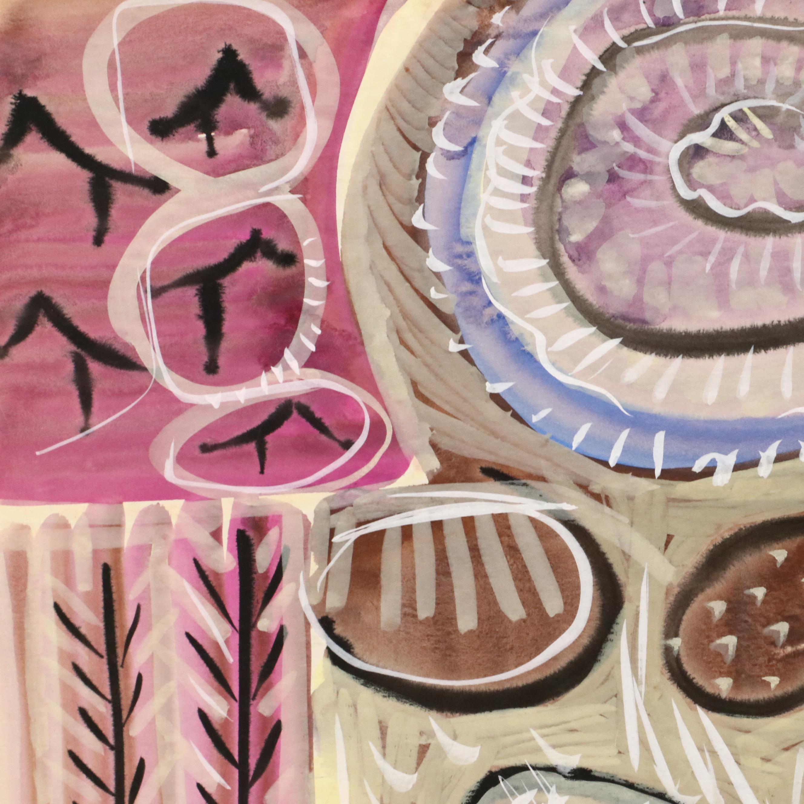 Fred R. Schwartz Modern Gouache and Watercolor Painting, Late 20th Century