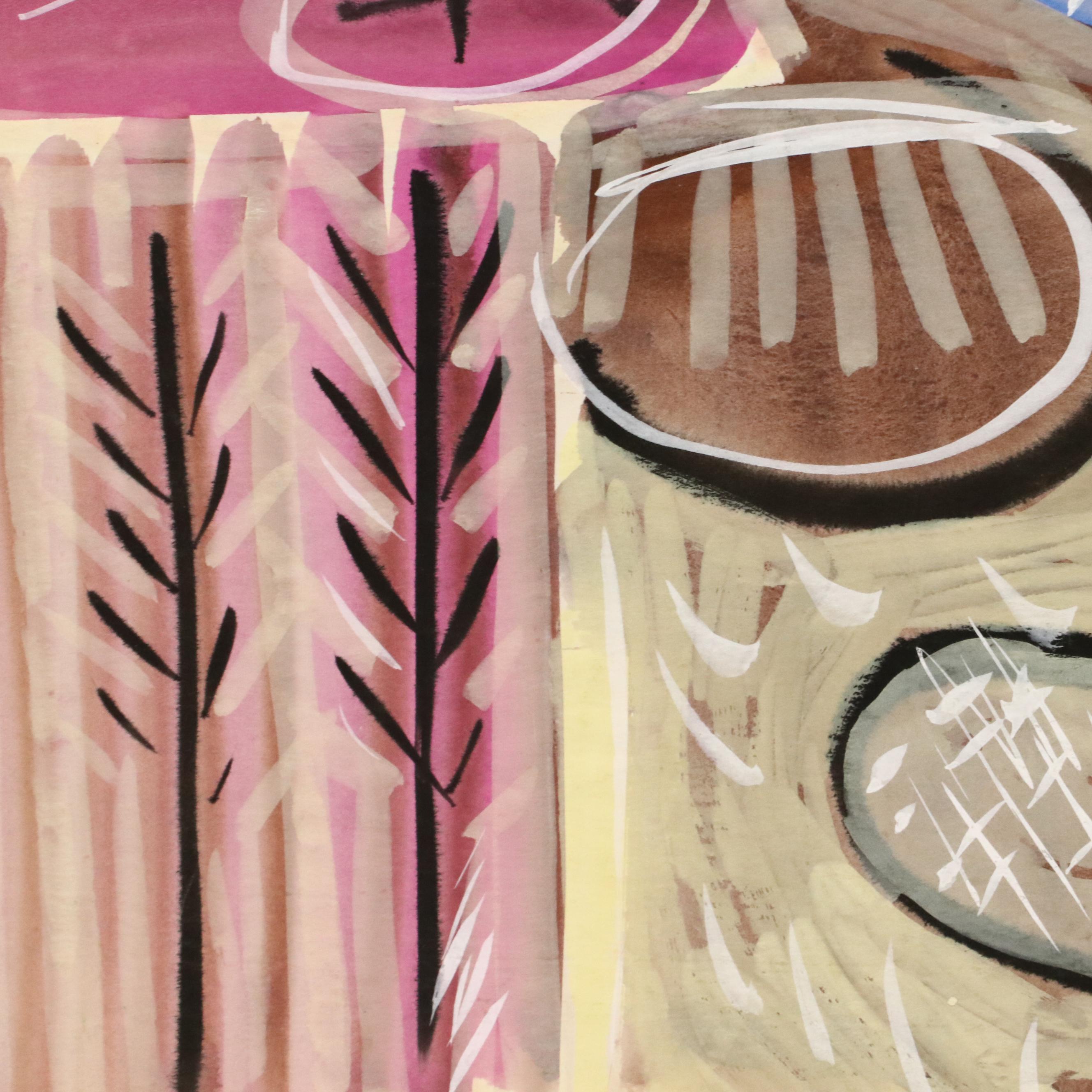 Fred R. Schwartz Modern Gouache and Watercolor Painting, Late 20th Century