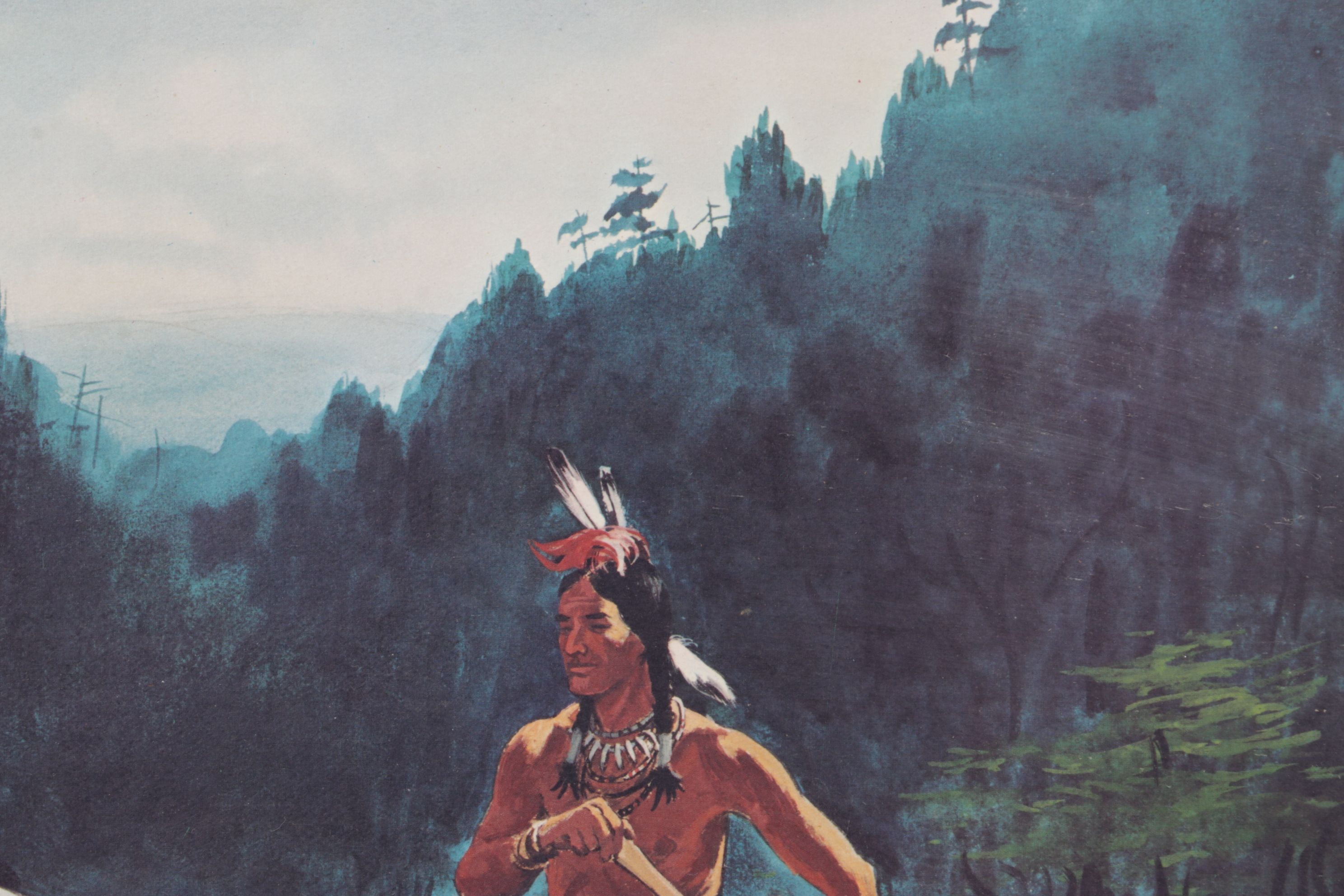 Offset Lithograph After Lyle Tayson Sr. "Indian in the Cuyahoga", 1956