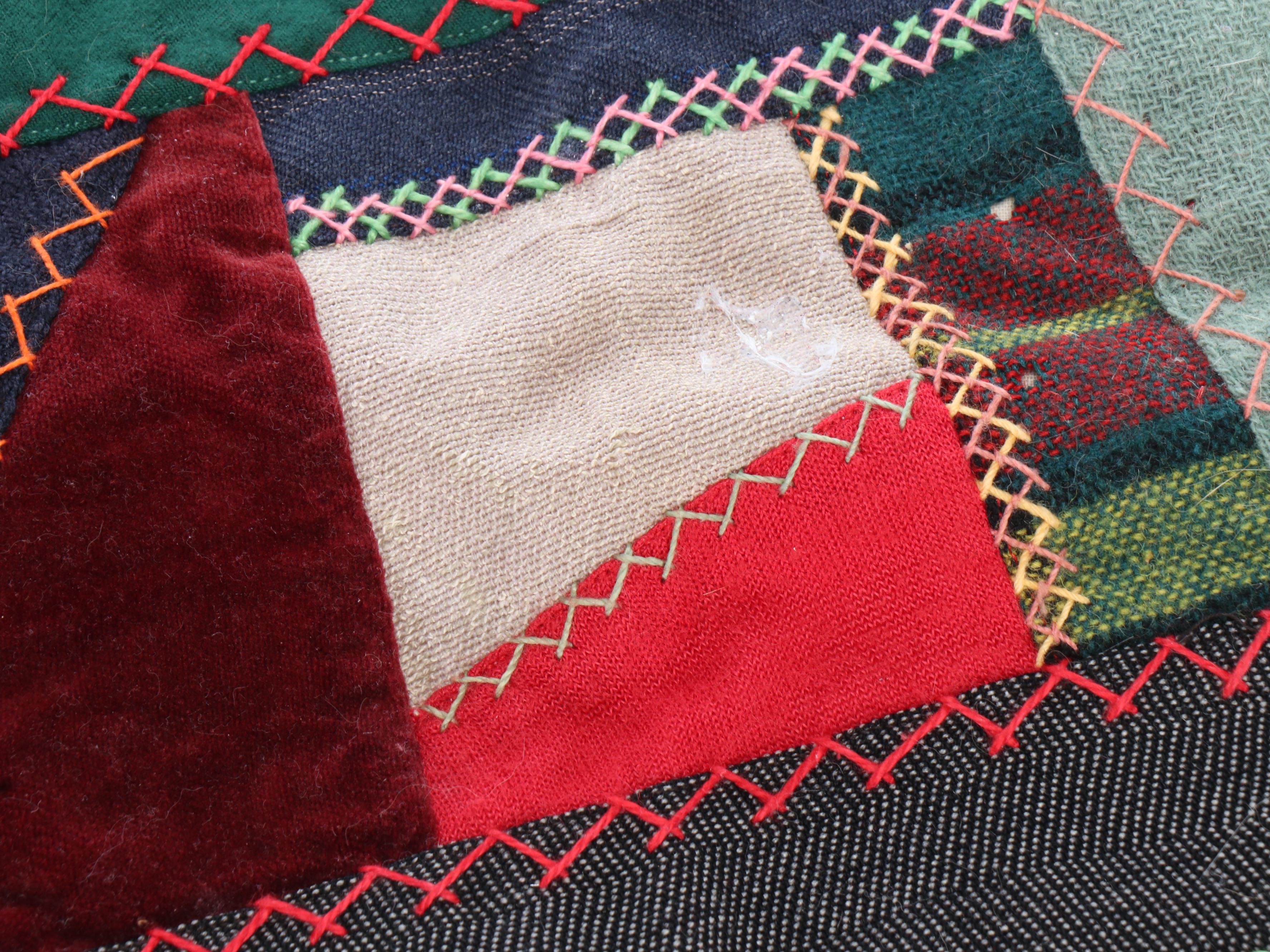 Victorian Hand-Embroidered Crazy Quilt with Alphabet Sampler and More