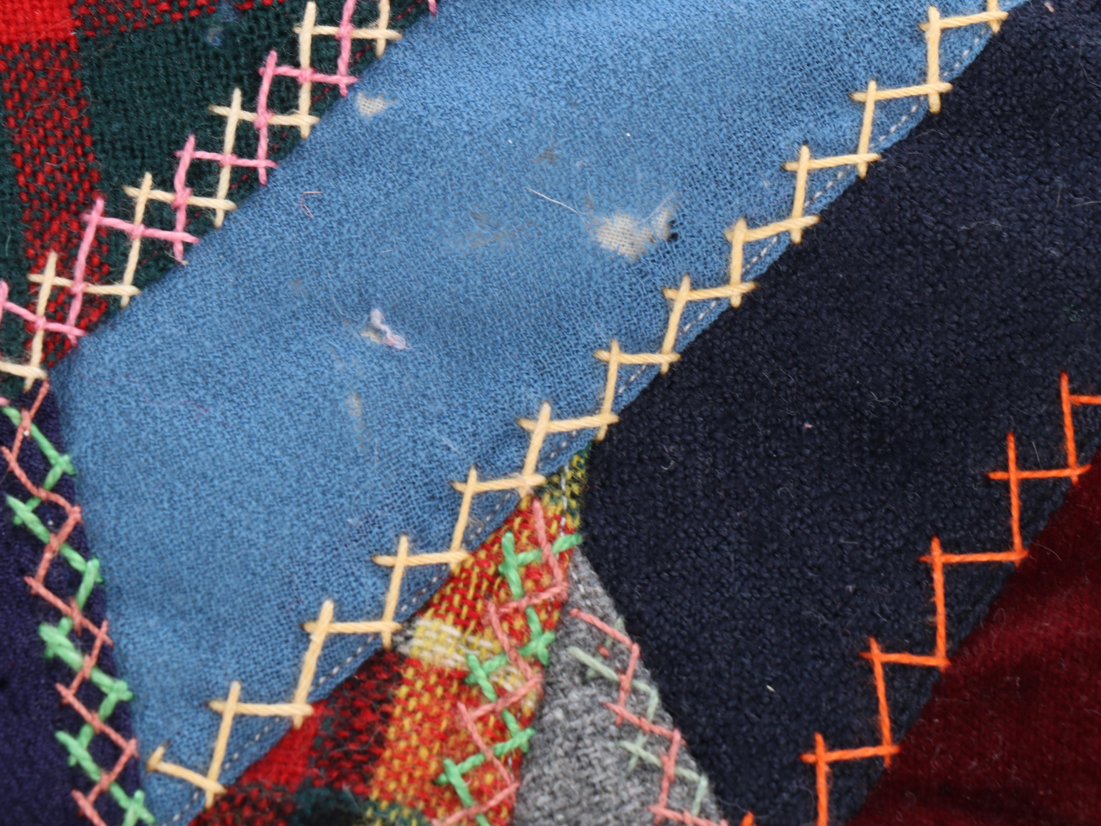 Victorian Hand-Embroidered Crazy Quilt with Alphabet Sampler and More