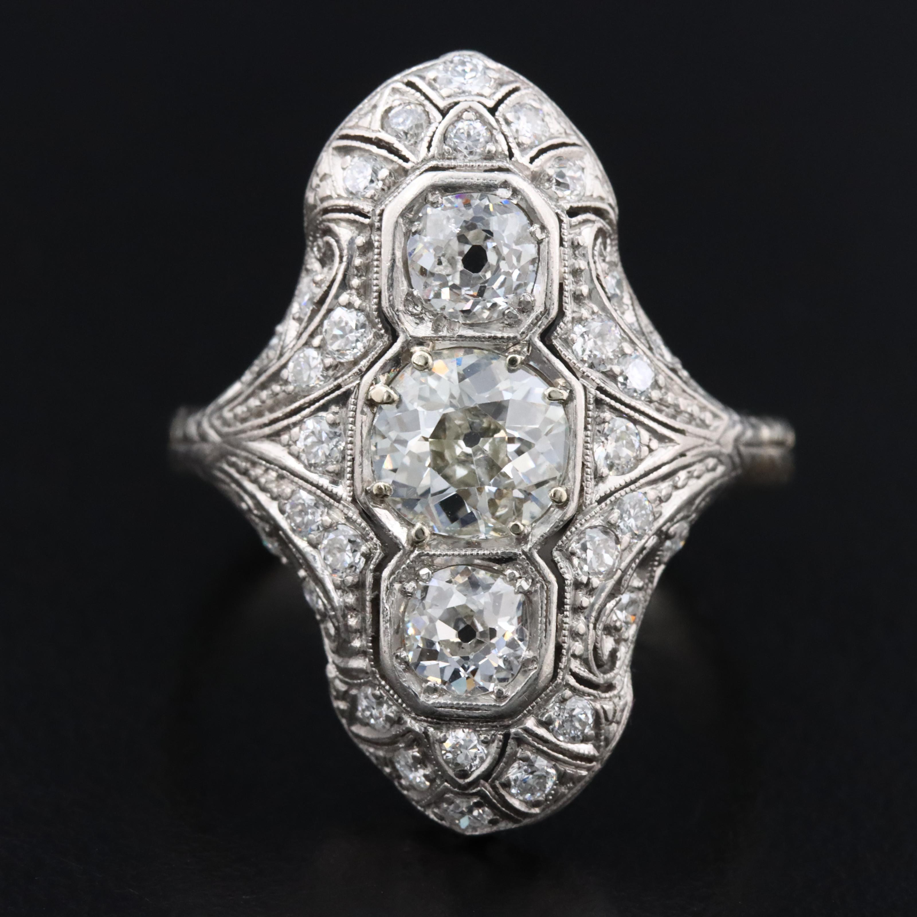 Early 1900s Platinum 1.95 CTW Diamond Ring
