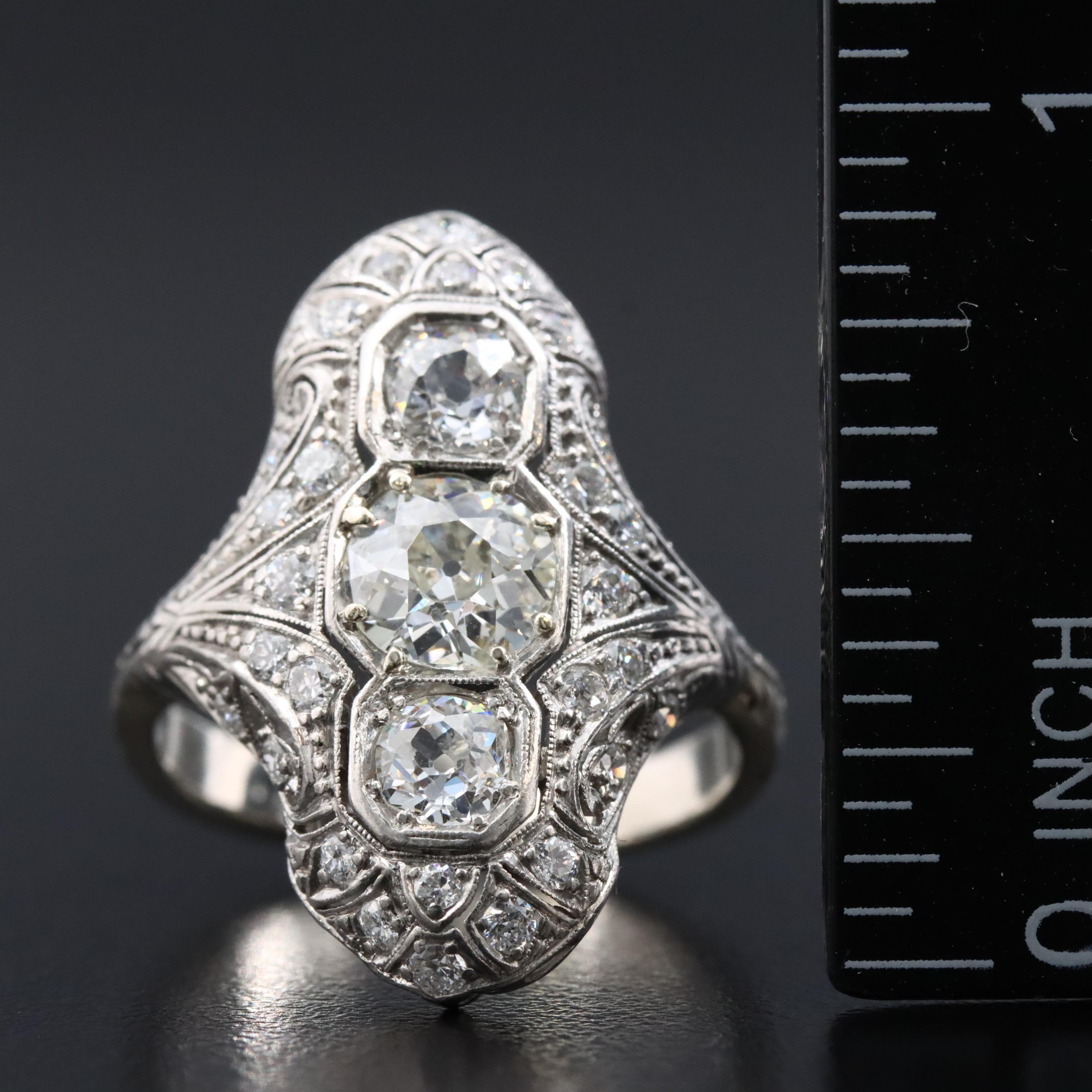 Early 1900s Platinum 1.95 CTW Diamond Ring