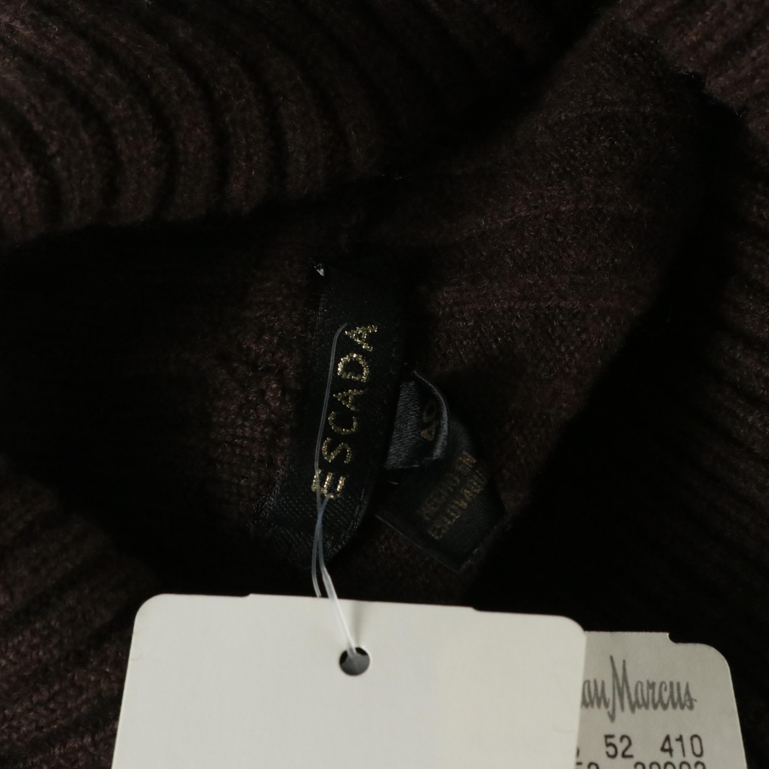 Escada Pink and Brown Silk, Cashmere and Wool Blend Turtleneck Sweaters, W/ Tags