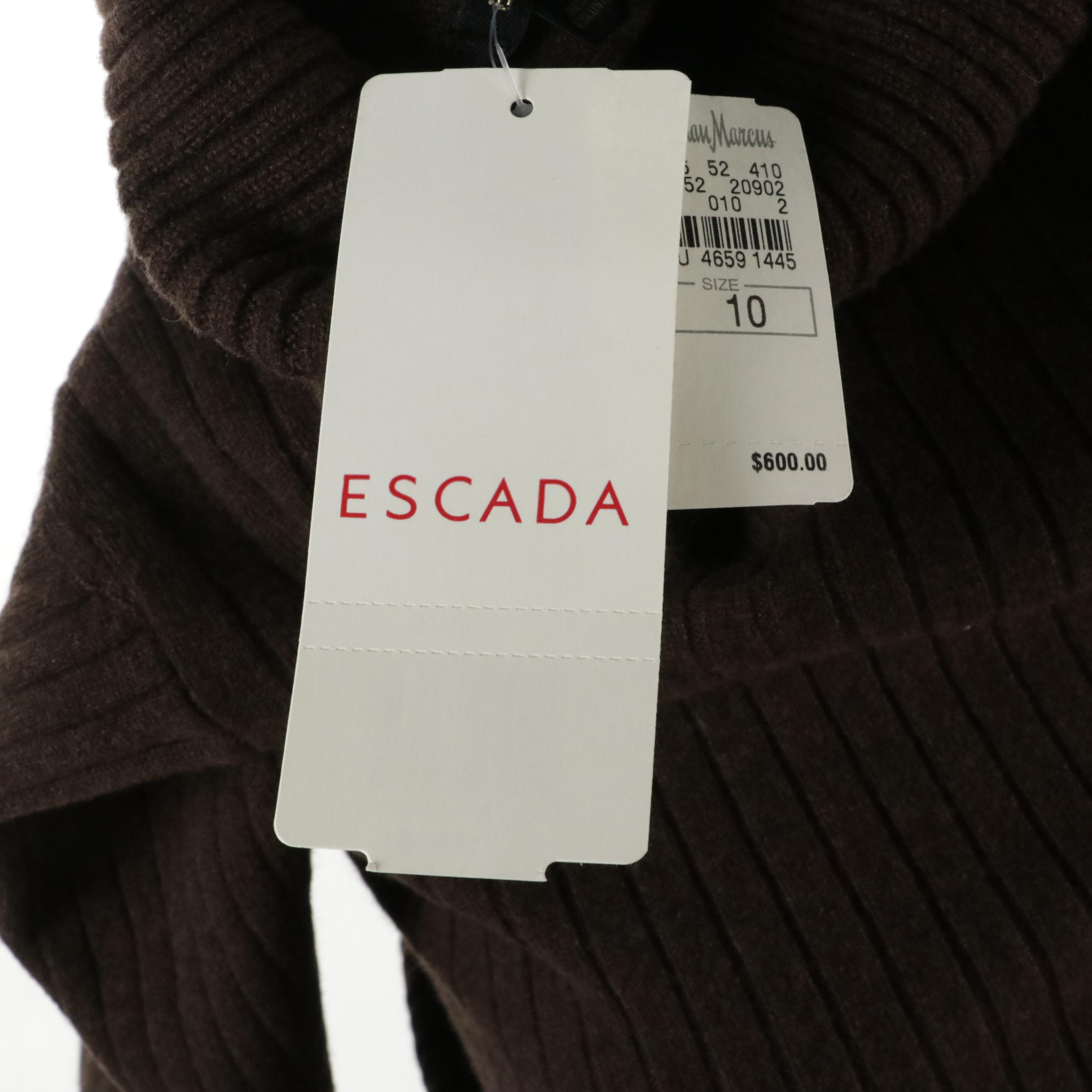 Escada Pink and Brown Silk, Cashmere and Wool Blend Turtleneck Sweaters, W/ Tags