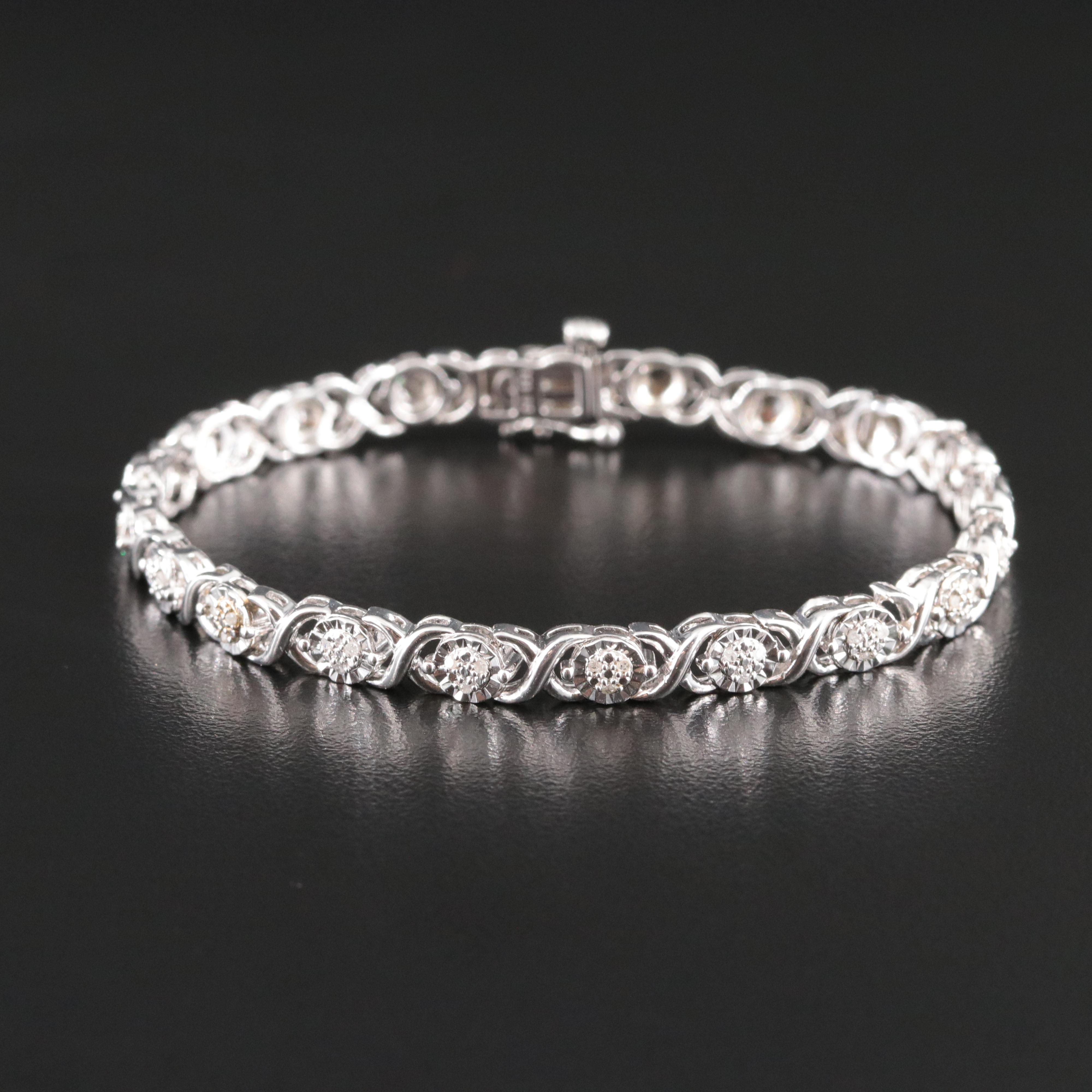 Sterling  Diamond Bracelet