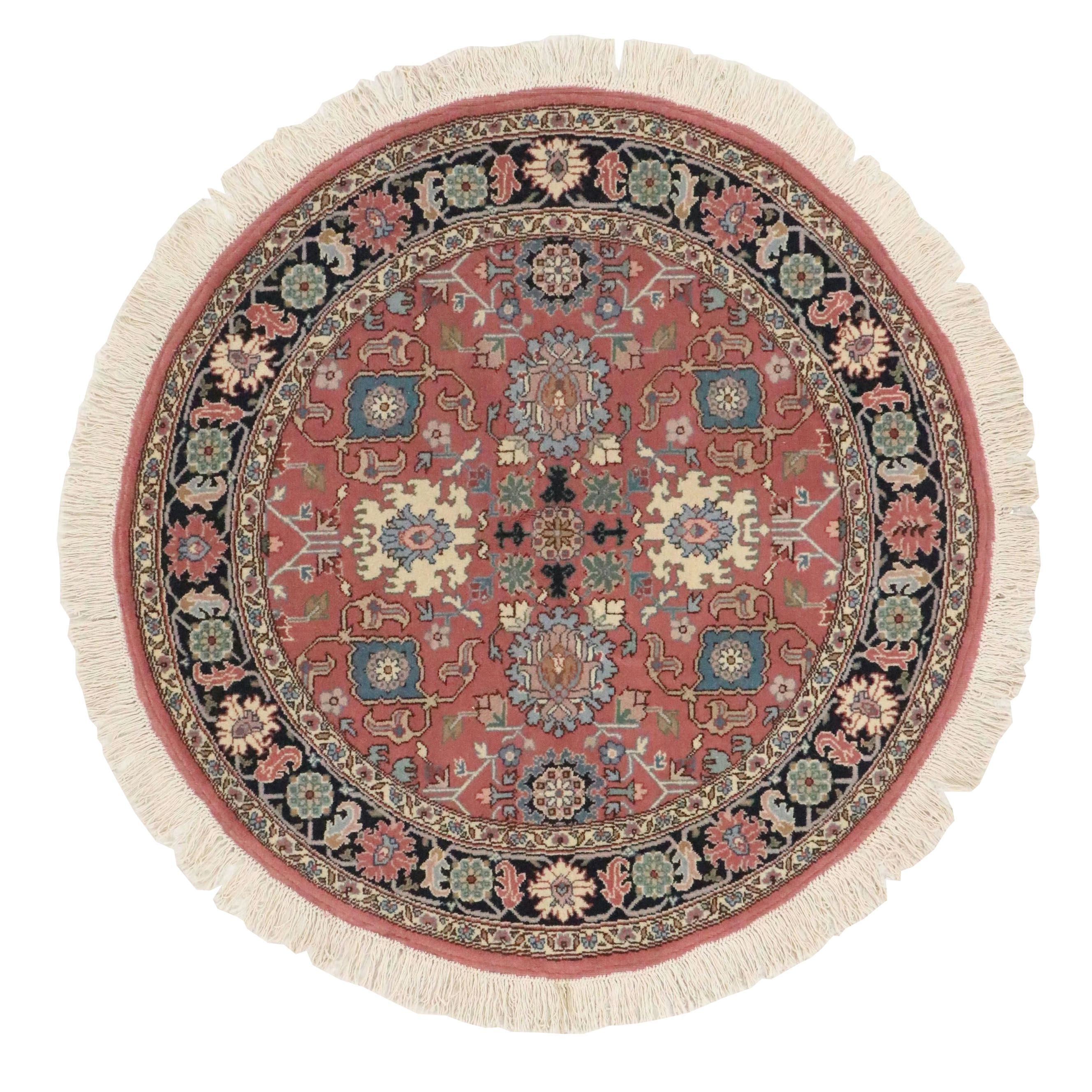 5'8 Round Hand-Knotted Romanian Bucharest Area Rug