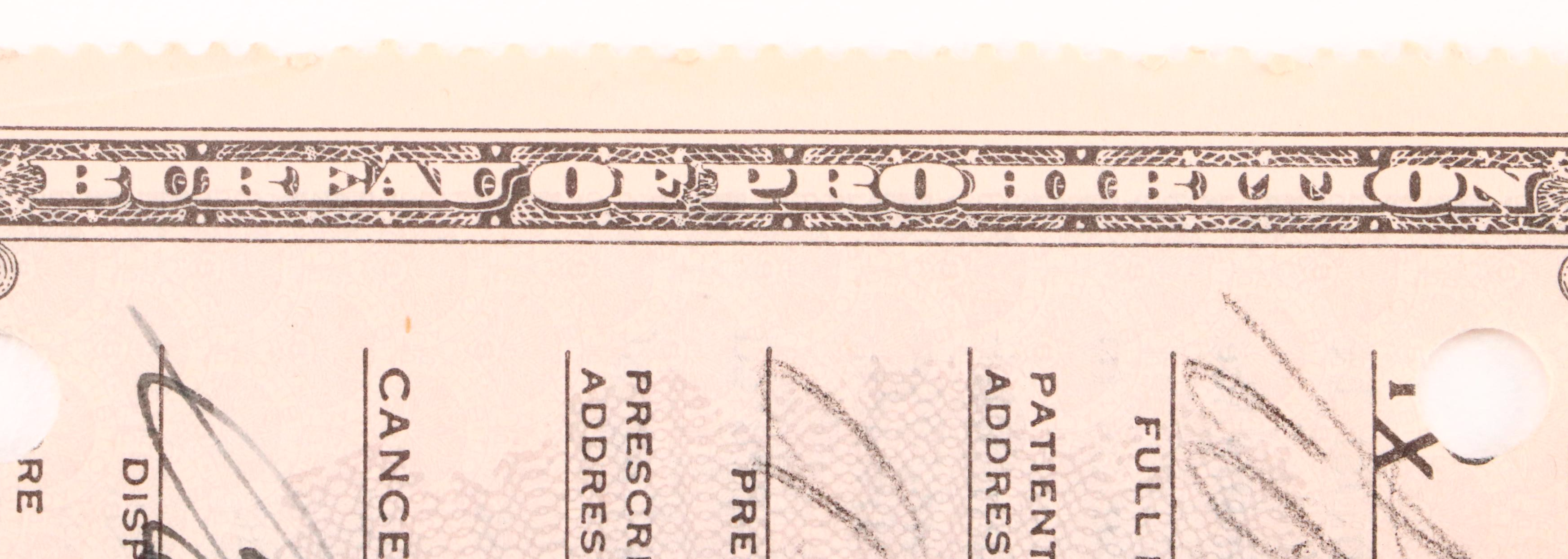 Prohibition Era Prescription Form for Alcohol, 1931