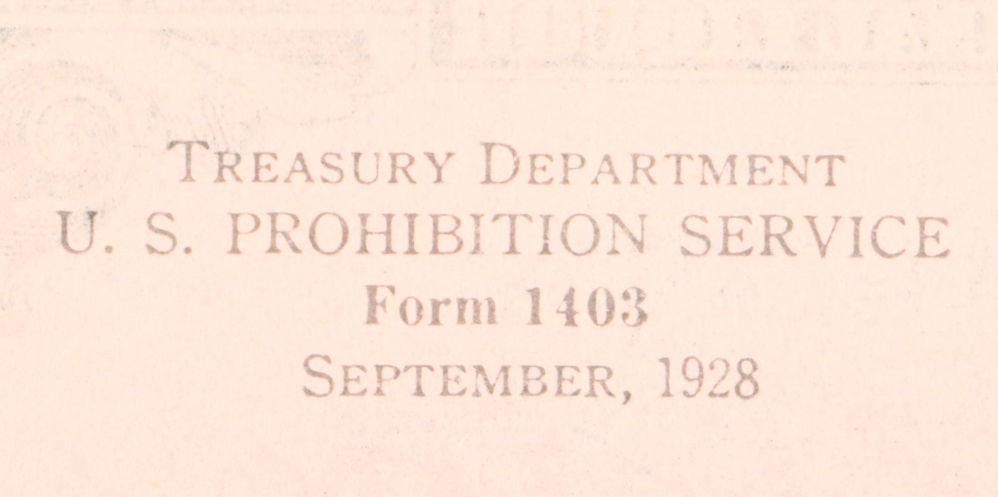 Prohibition Era Prescription Form for Alcohol, 1931